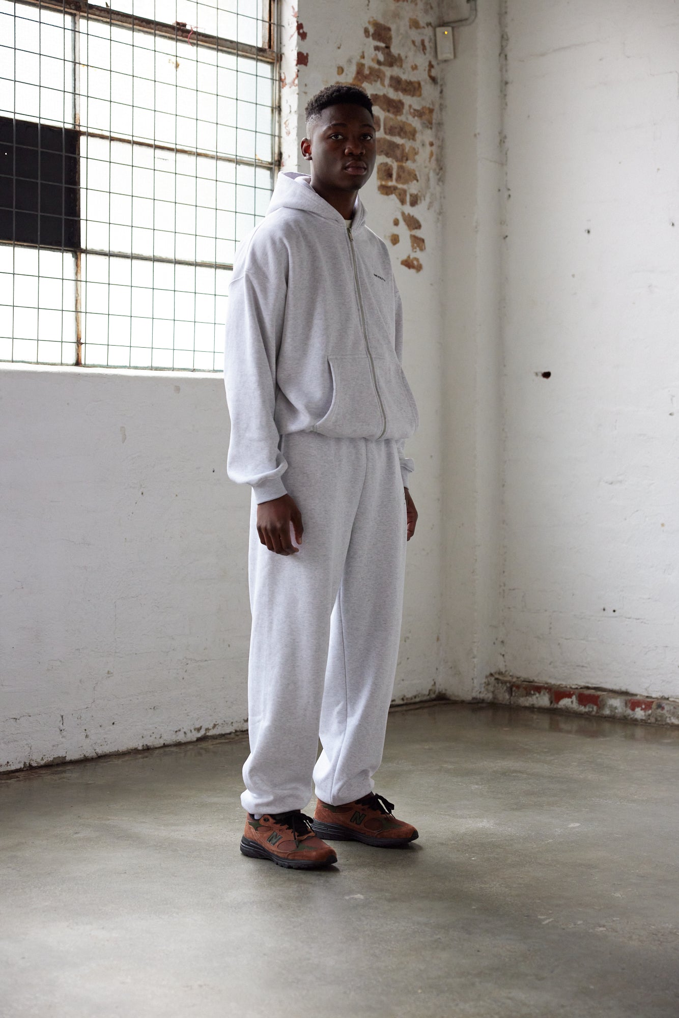 Marl Grey Star Training Zip-Up Hoodie -Side View