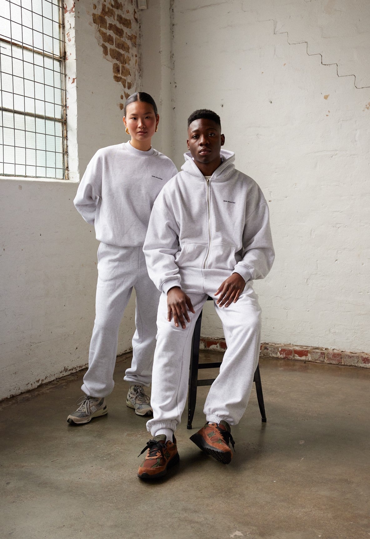 Marl Grey Star Training Cuffed Sweatpants - Front View