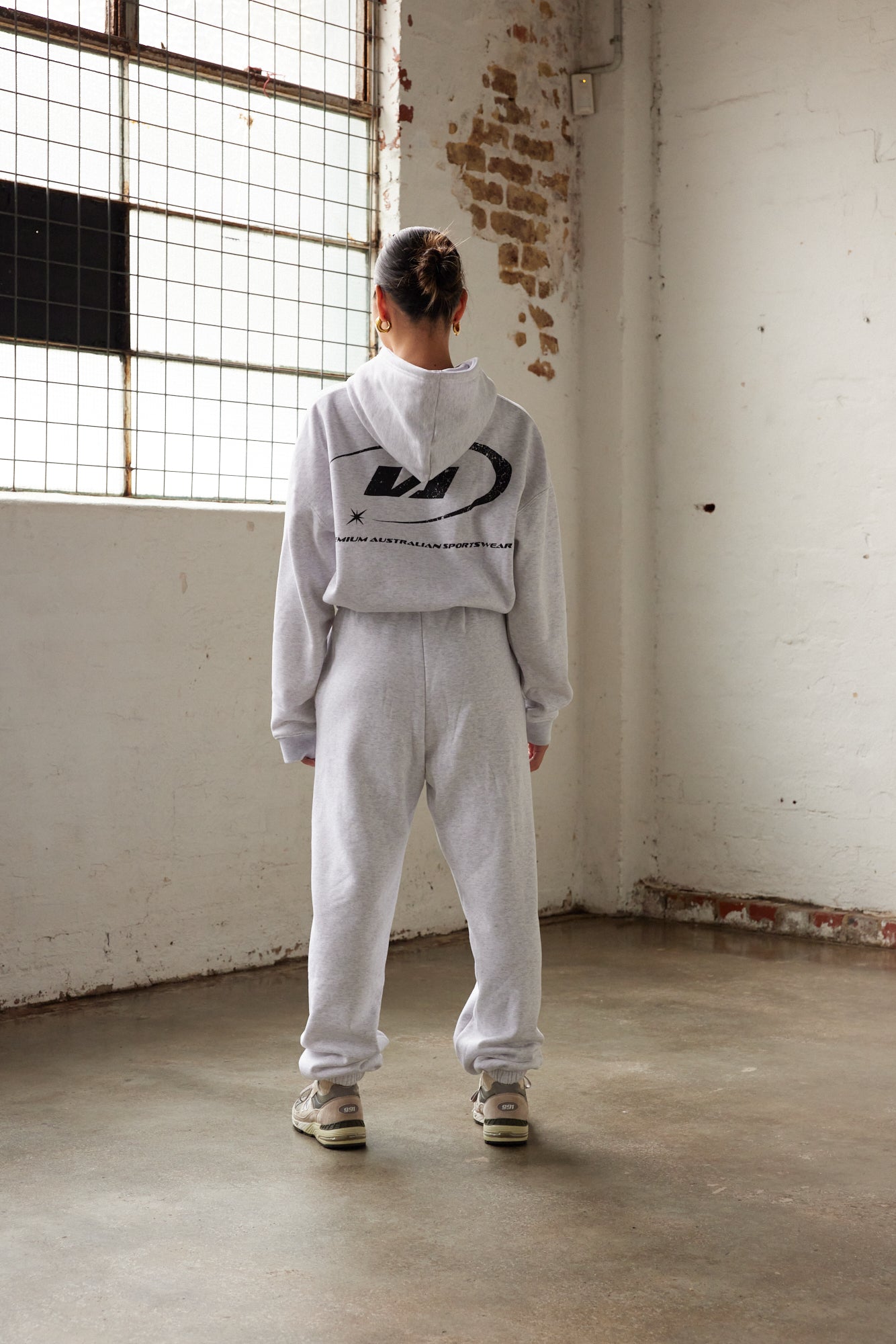 Marl Grey Star Training Zip-Up Hoodie -Back View