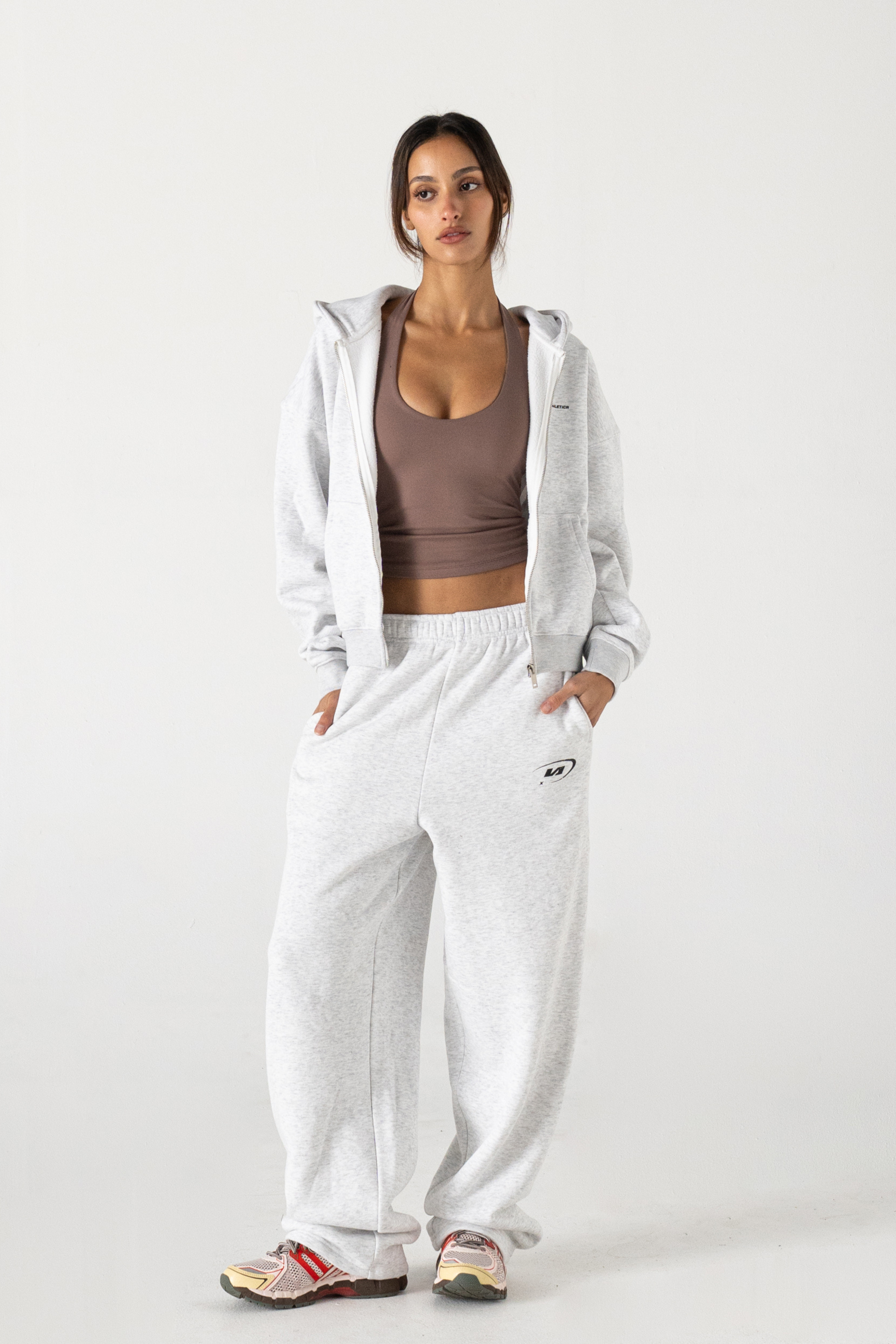 Marl Grey Star Training Straight Leg Sweatpants - Front View