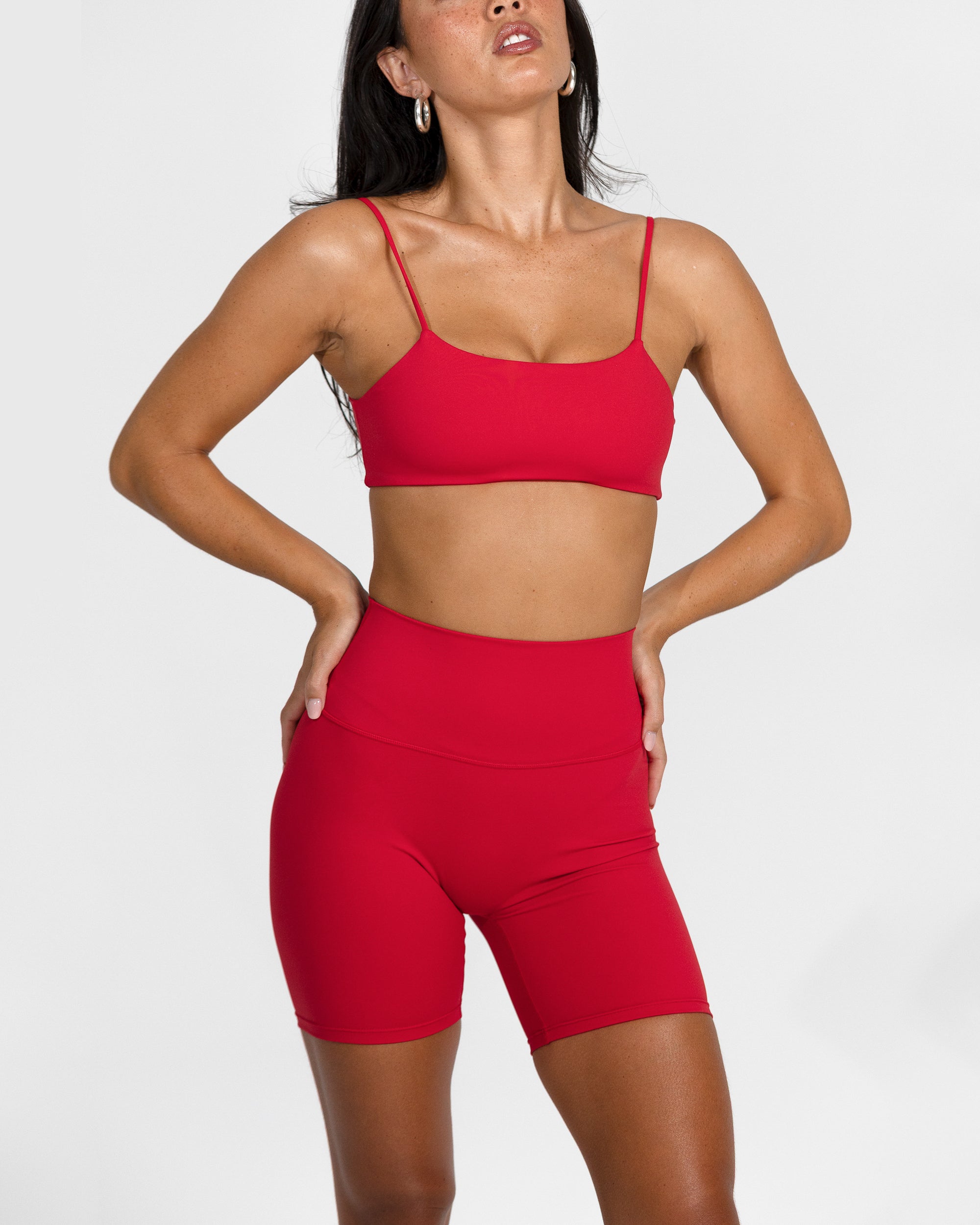 Sunset Red Twist Crop - Front View