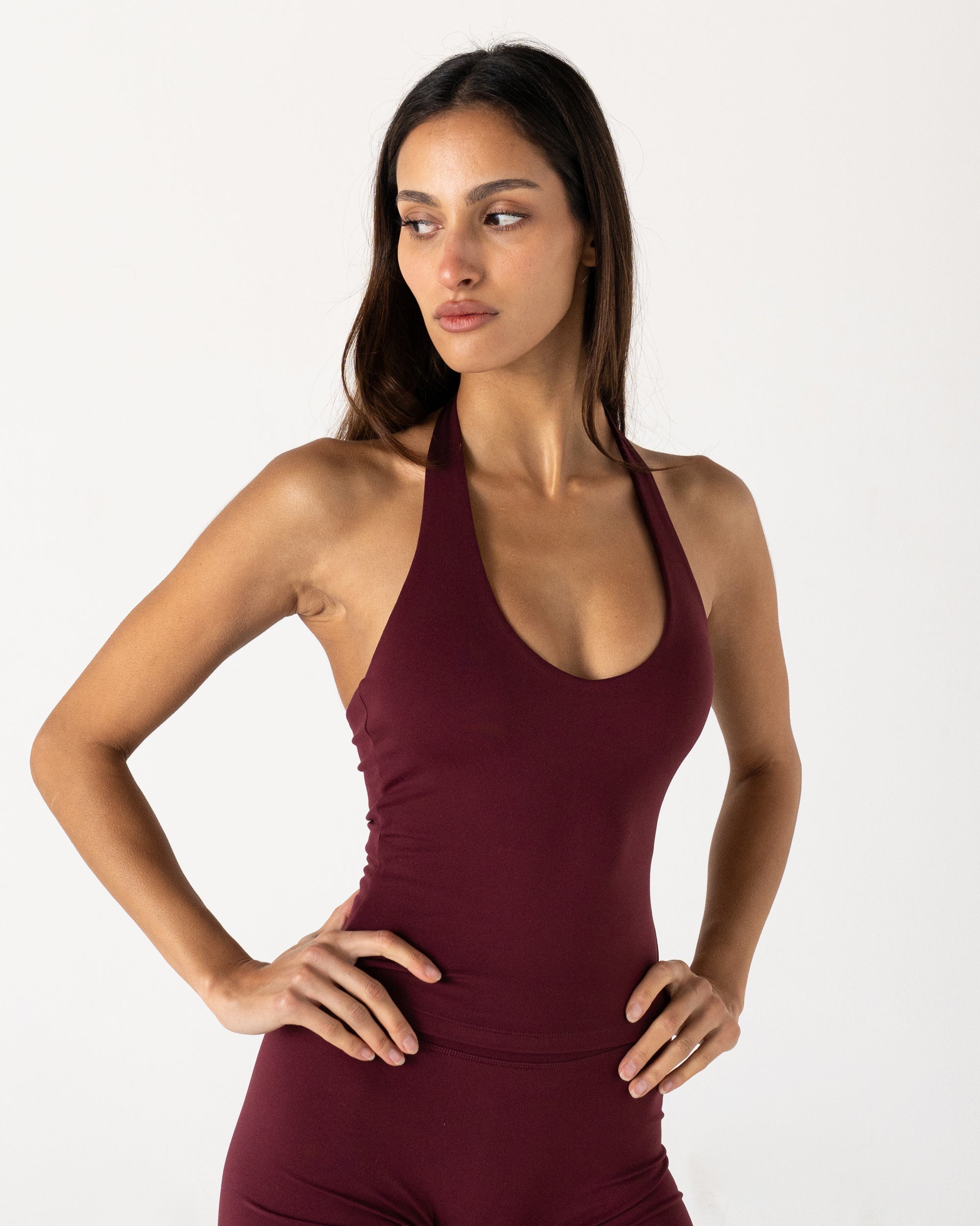 Burgundy Halter Tank - Front View