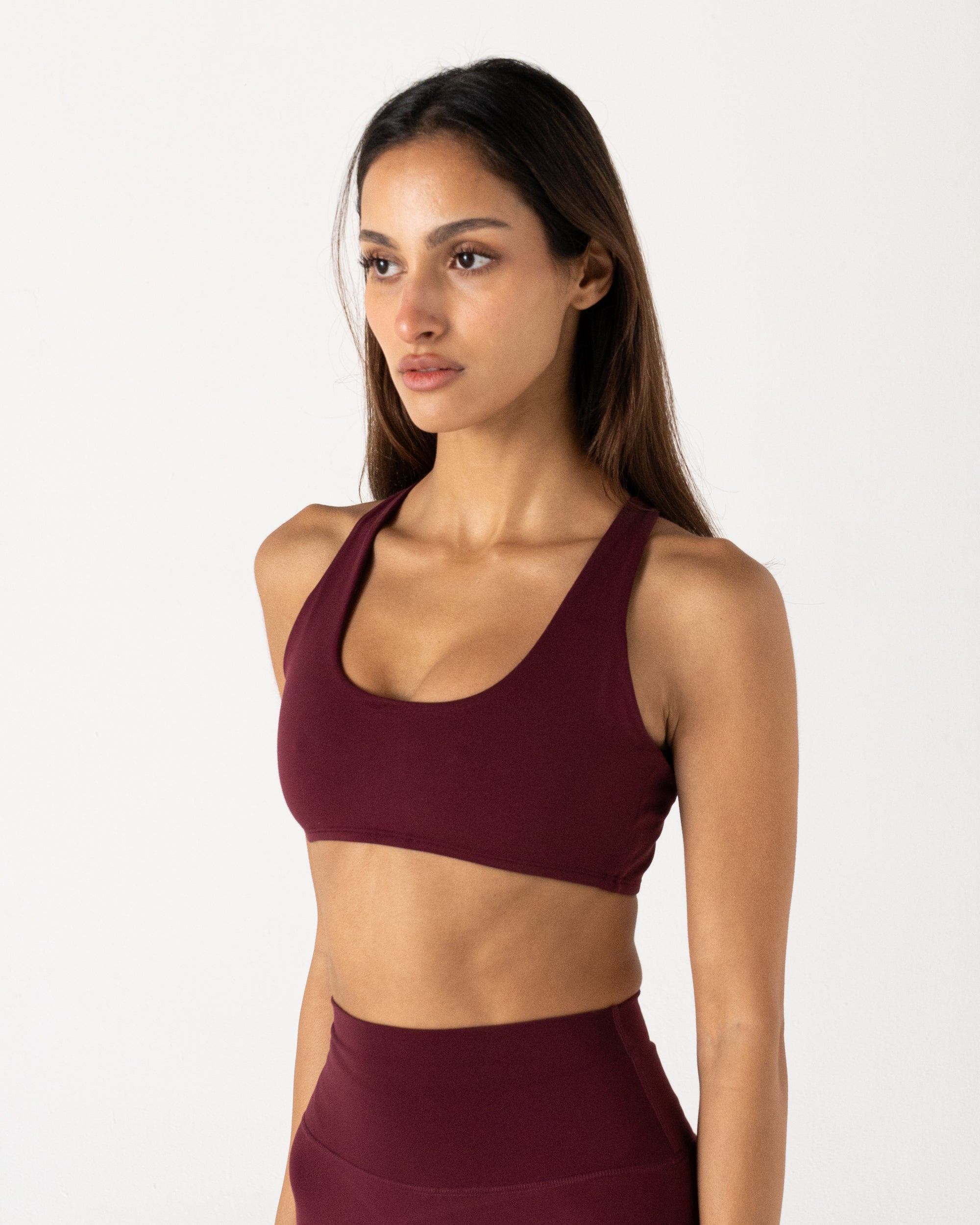 Burgundy Form Cross Crop - Side View