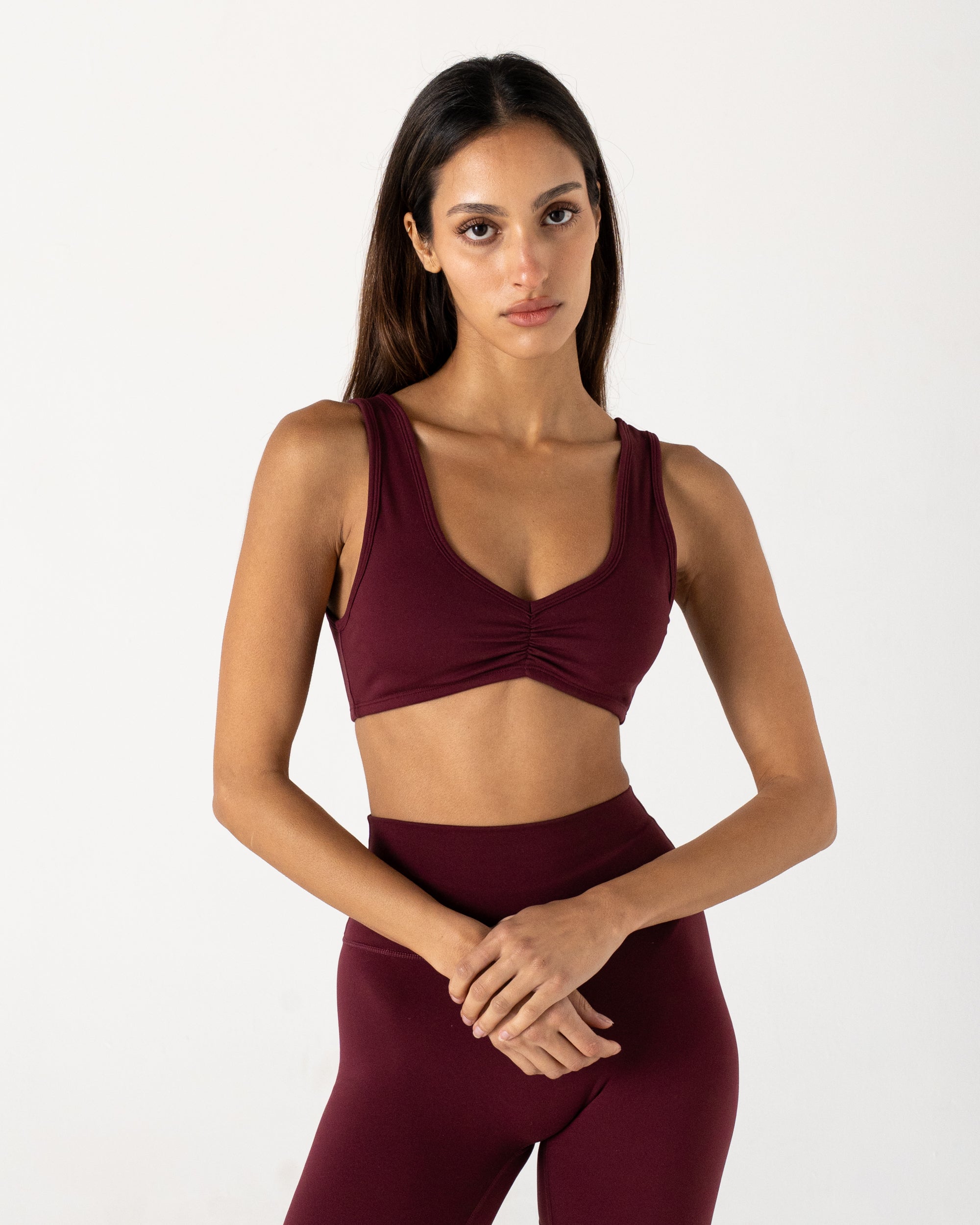 Burgundy Form Scrunch Crop - Front View