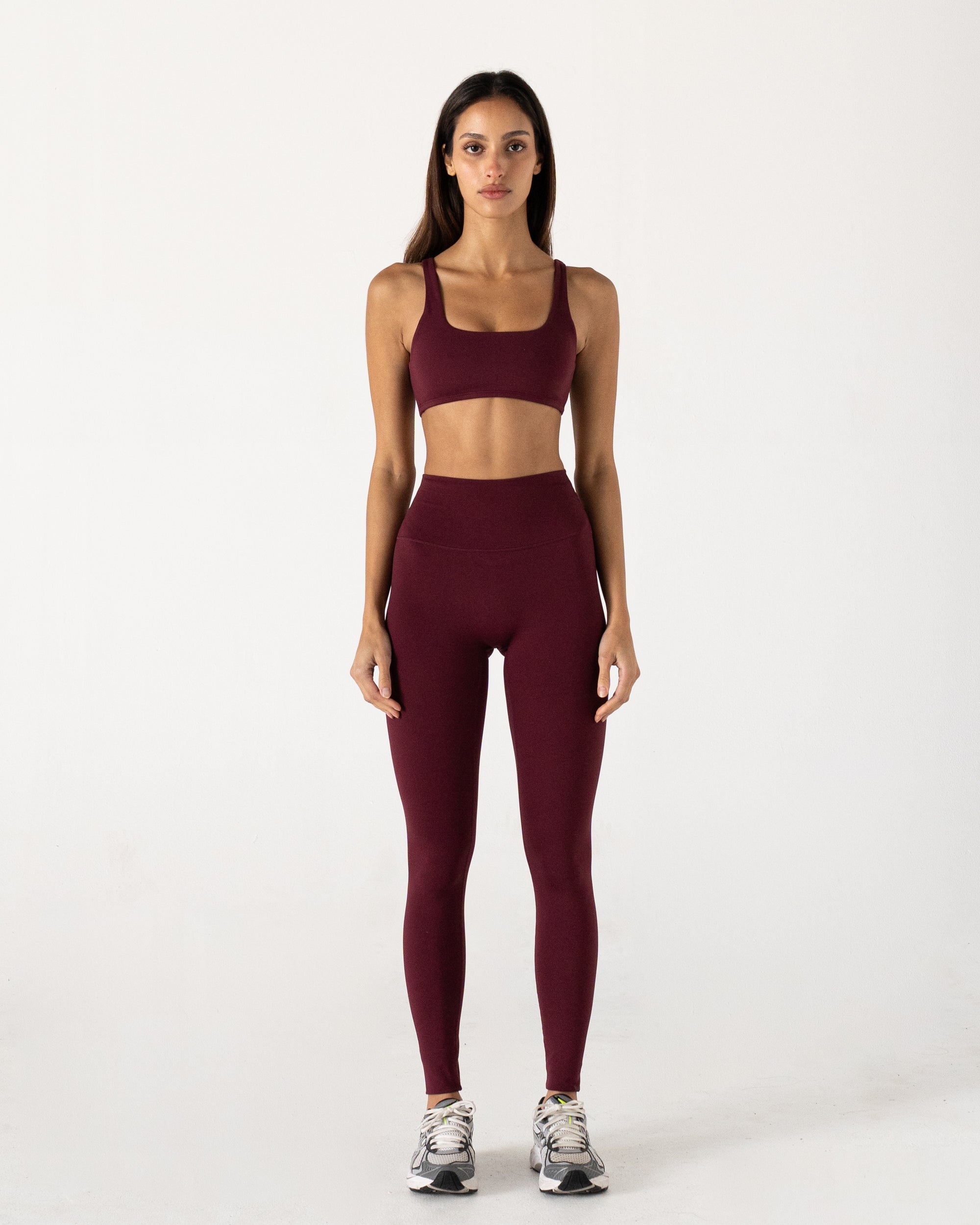 Burgundy Form Full Length Leggings - Front View