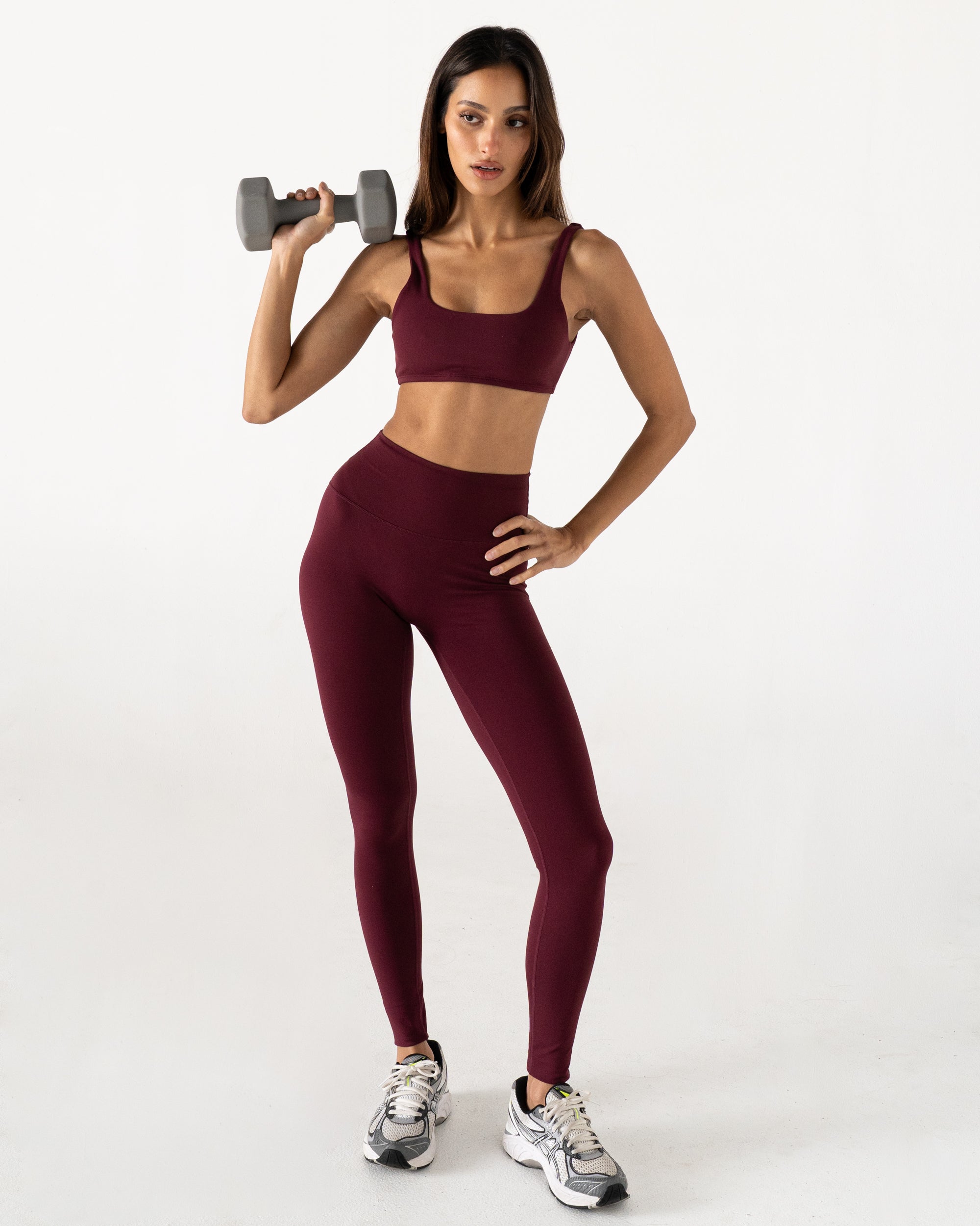 Burgundy Form Full Length Leggings - Front View