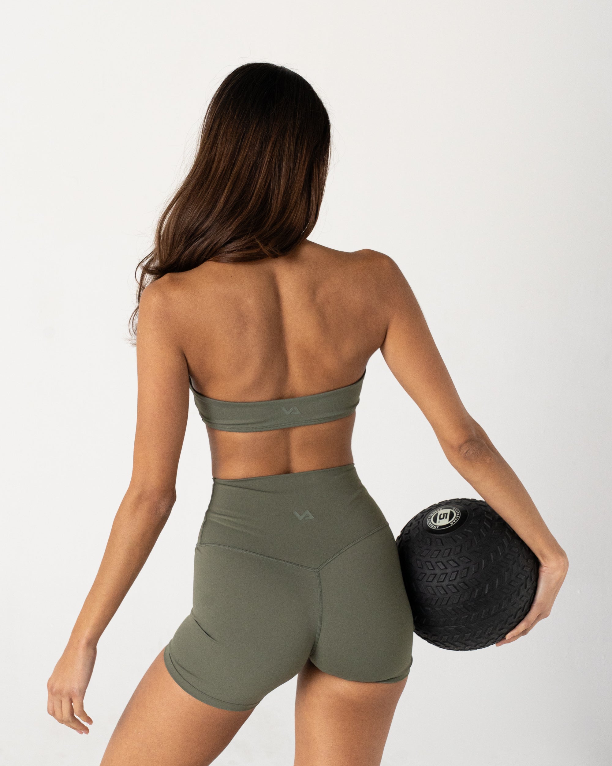 Olive Halter Crop - Back View