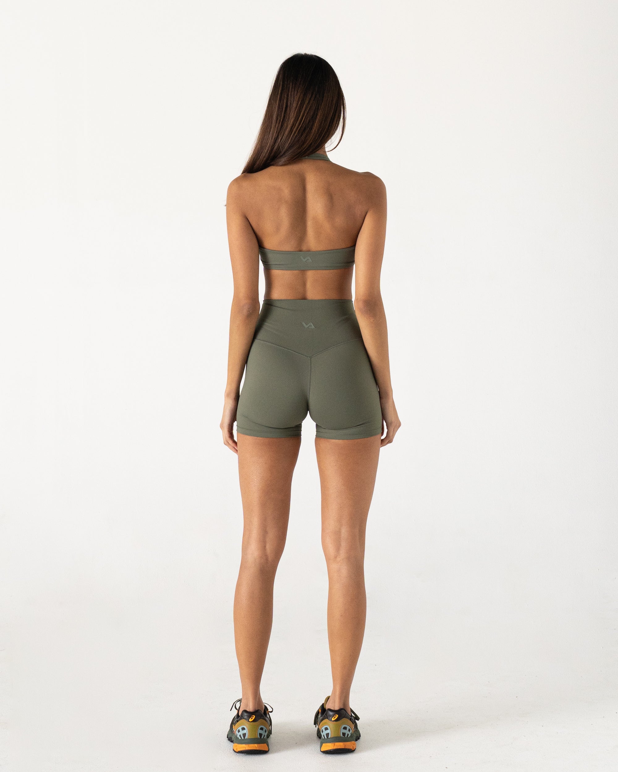 Olive Halter Crop - Back View