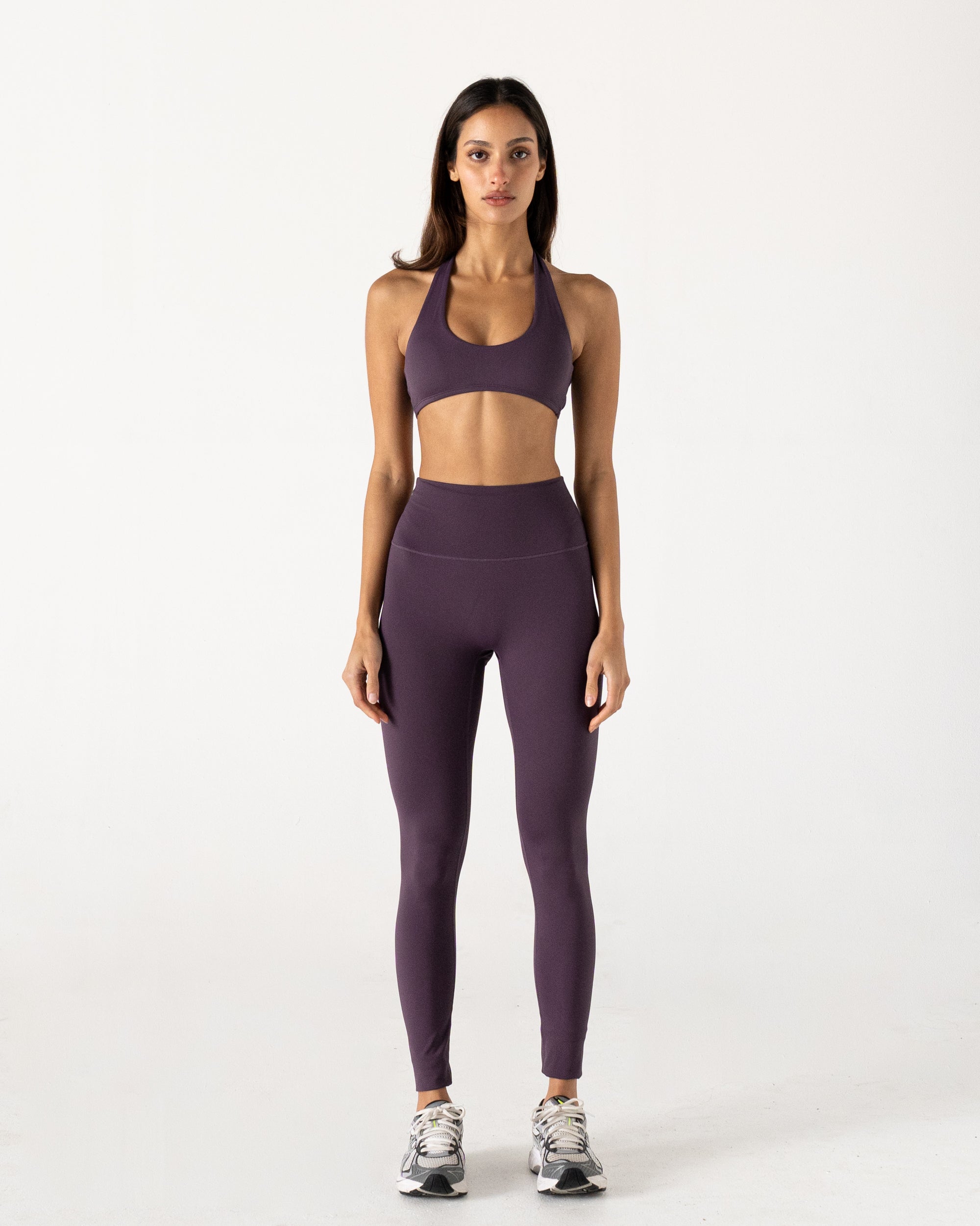 Plum Halter Crop - Front View
