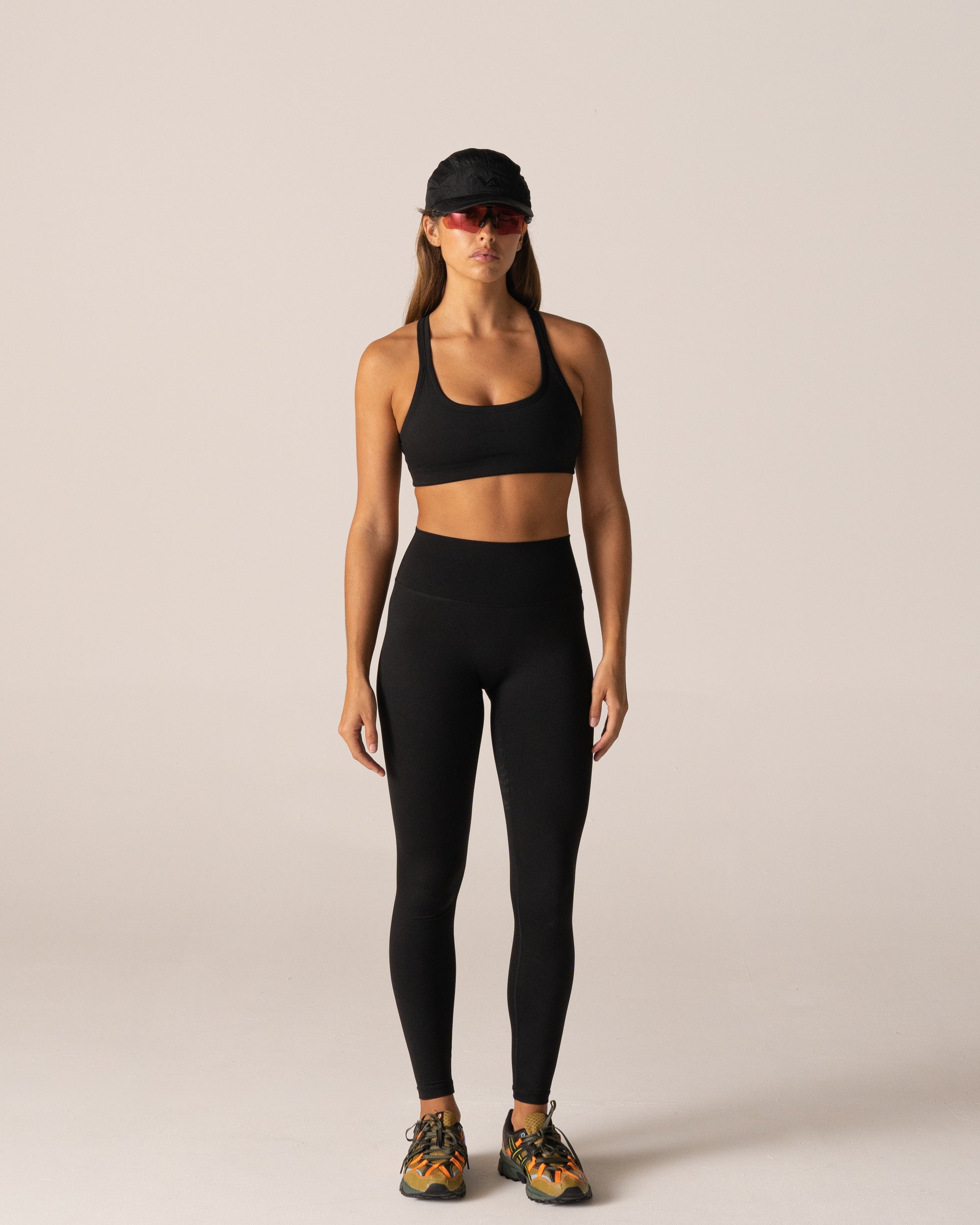 Jet Black Full Length Leggings - Front View
