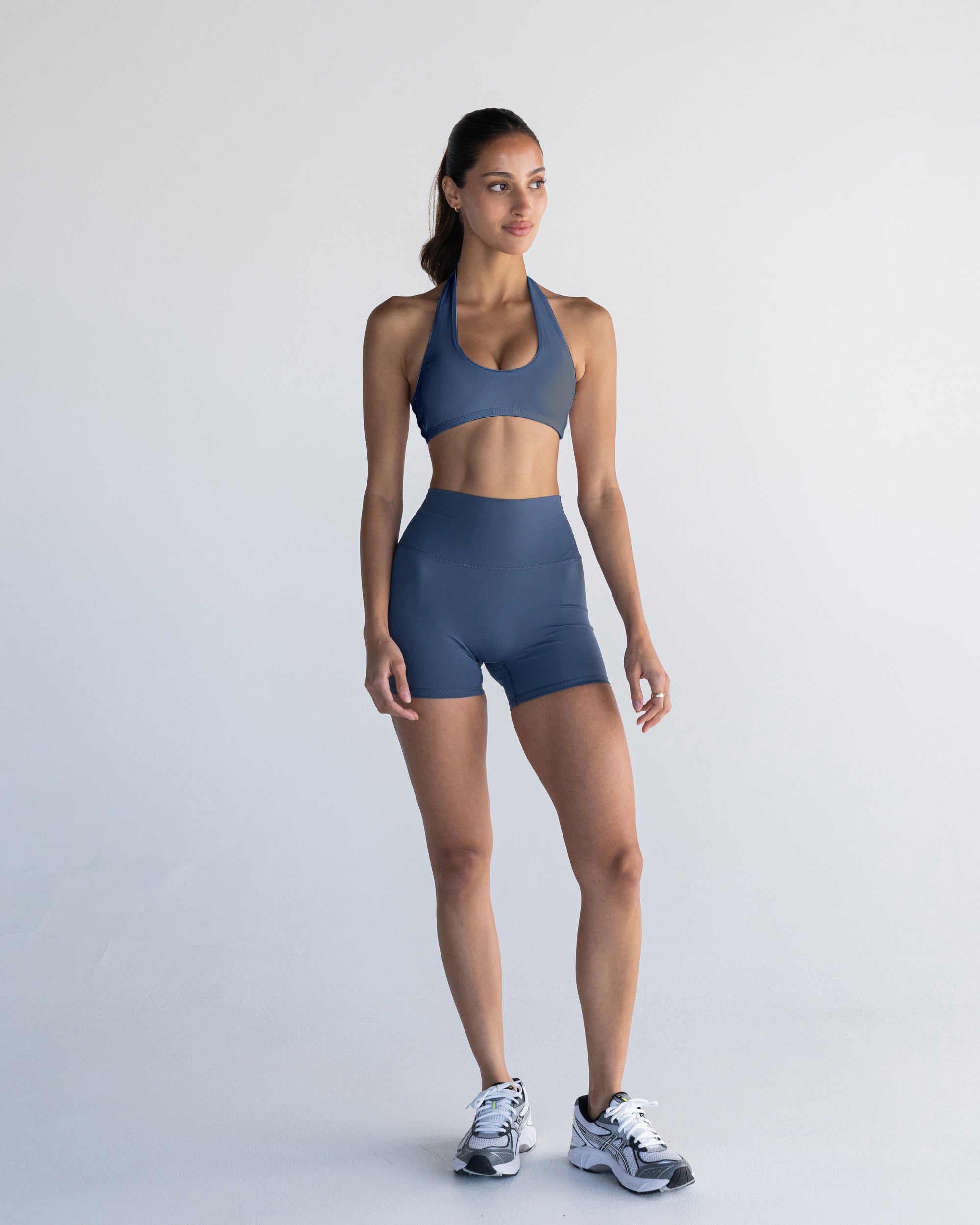 Ocean Blue Halter Crop - Front View