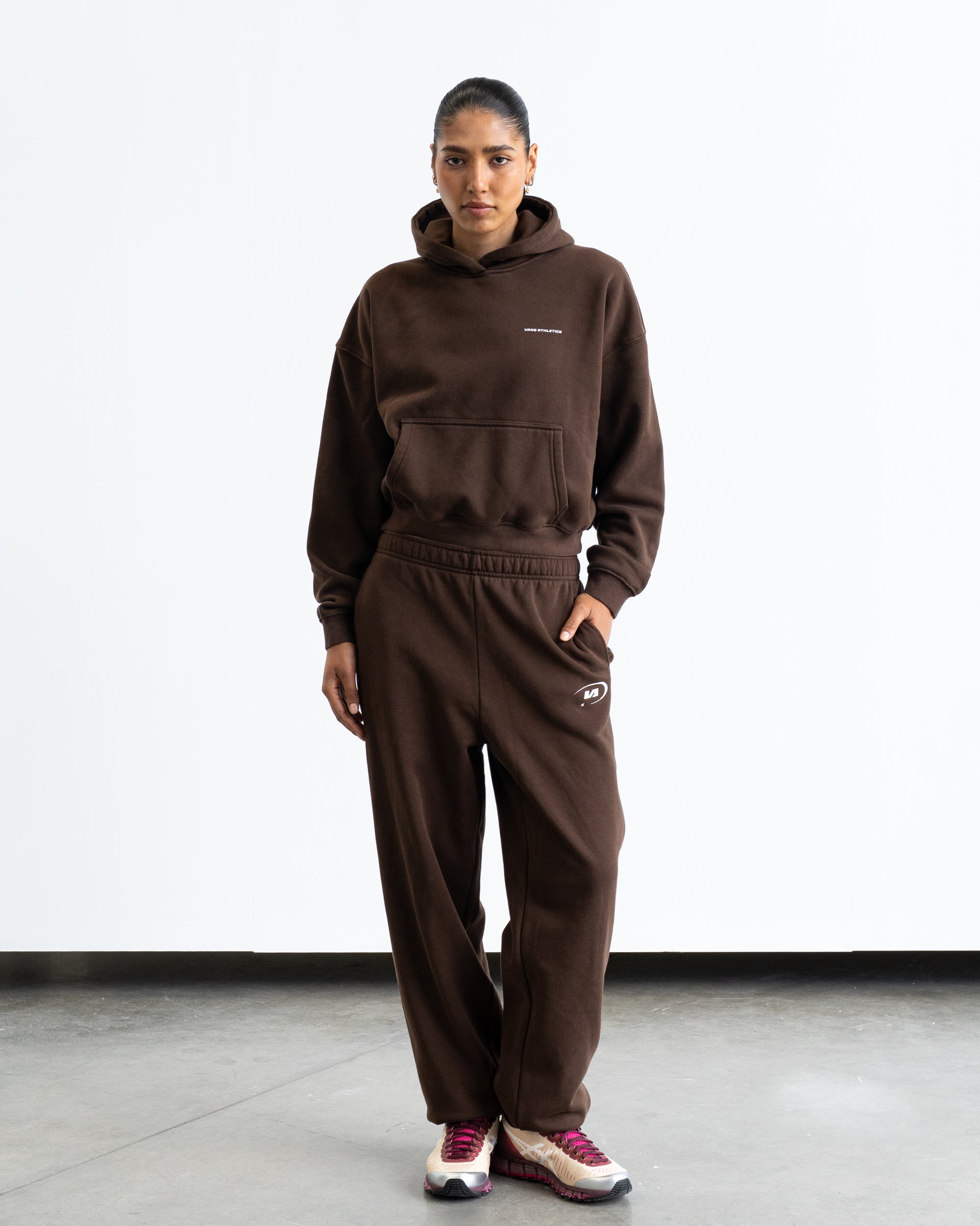 Vintage Brown Star Training Hoodie - Front View