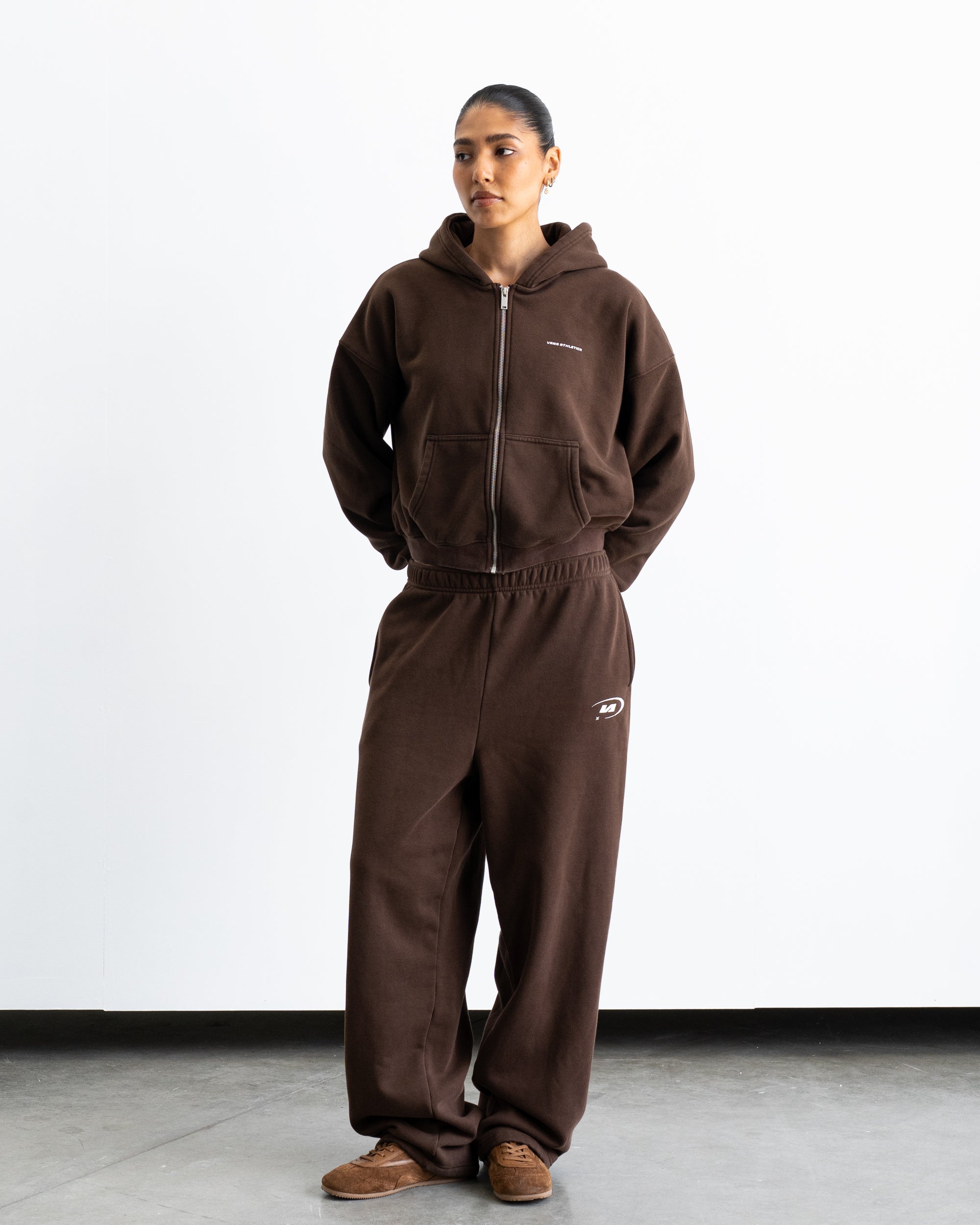 Vintage Brown Star Training Straight Leg Sweatpants - Front View