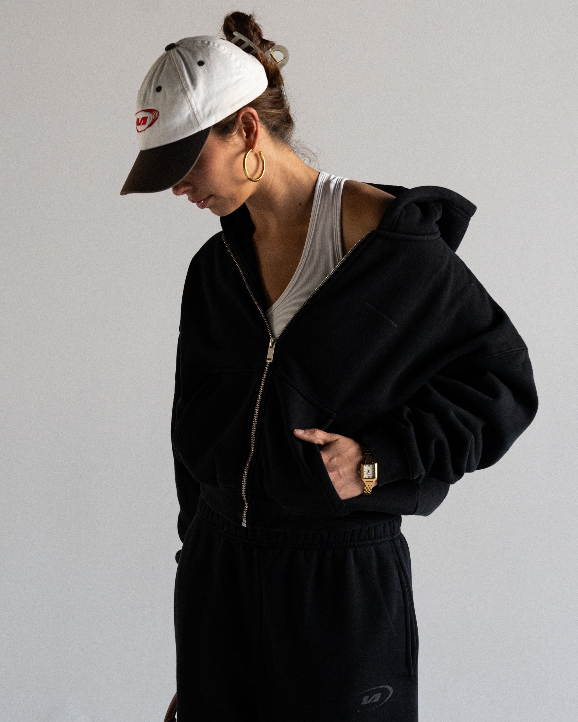 Shadow Black Star Training Zip-Up Hoodie - Front View