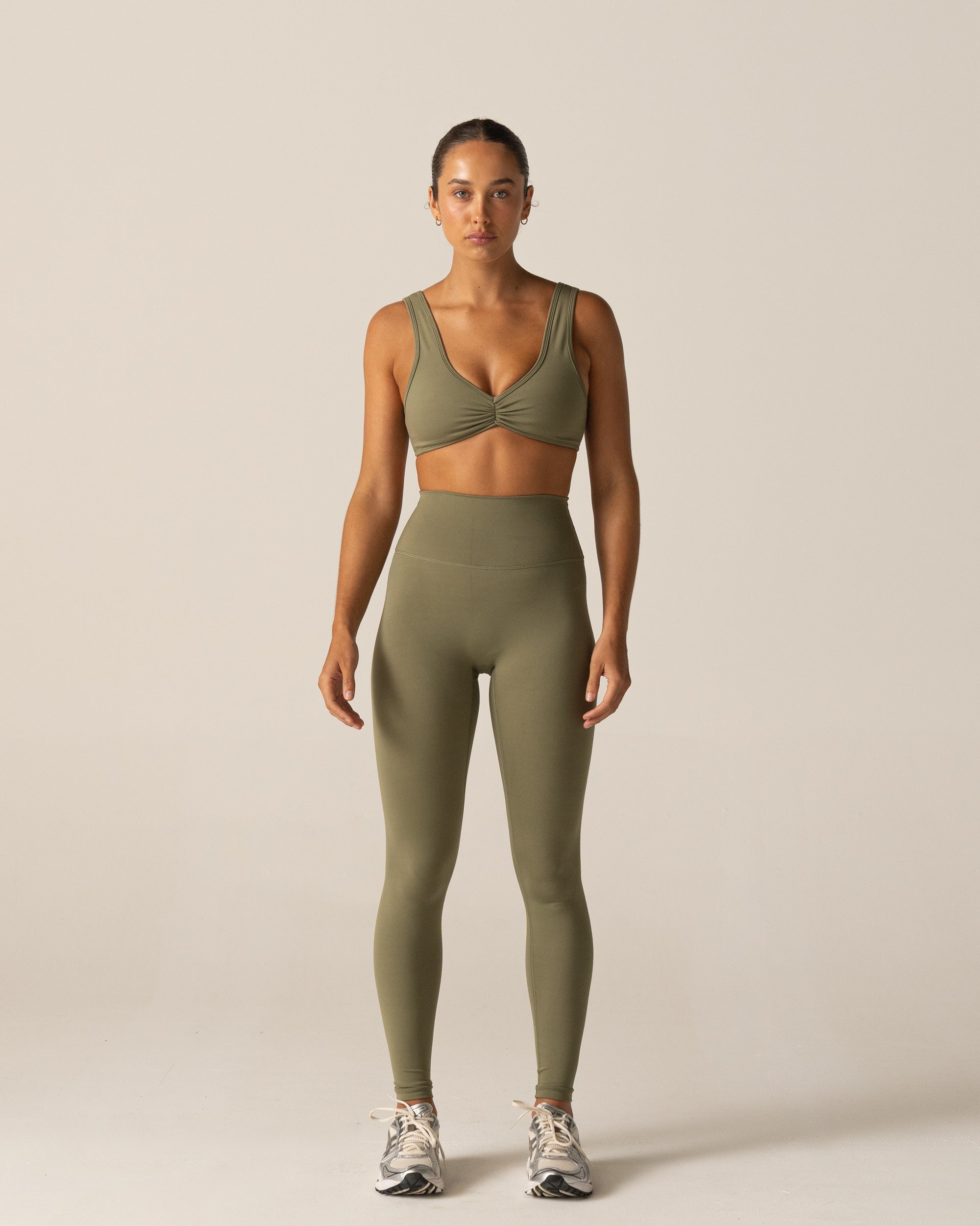 Sage Green Form Scrunch Crop - Front View