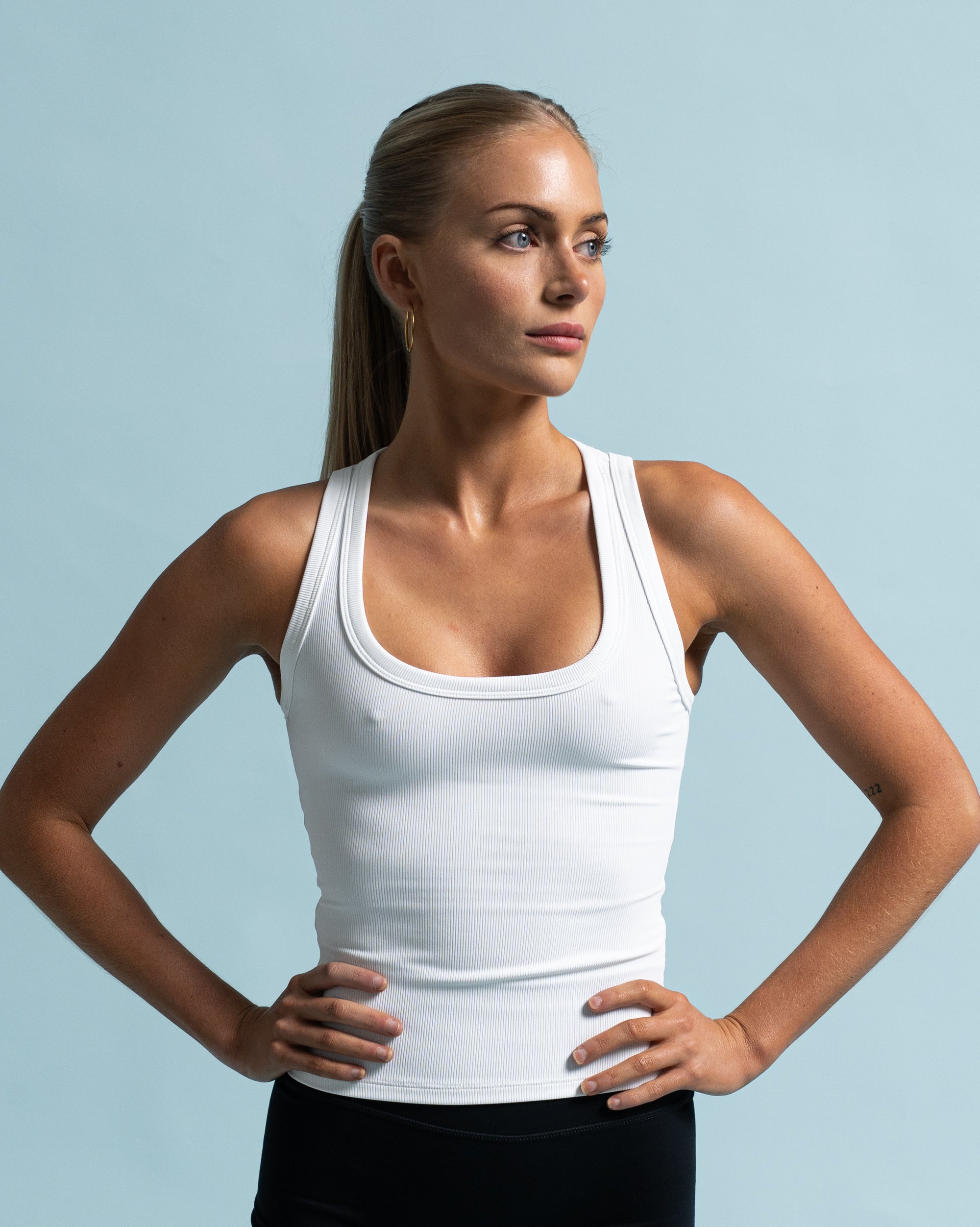 White Everyday Rib Tank - Front View