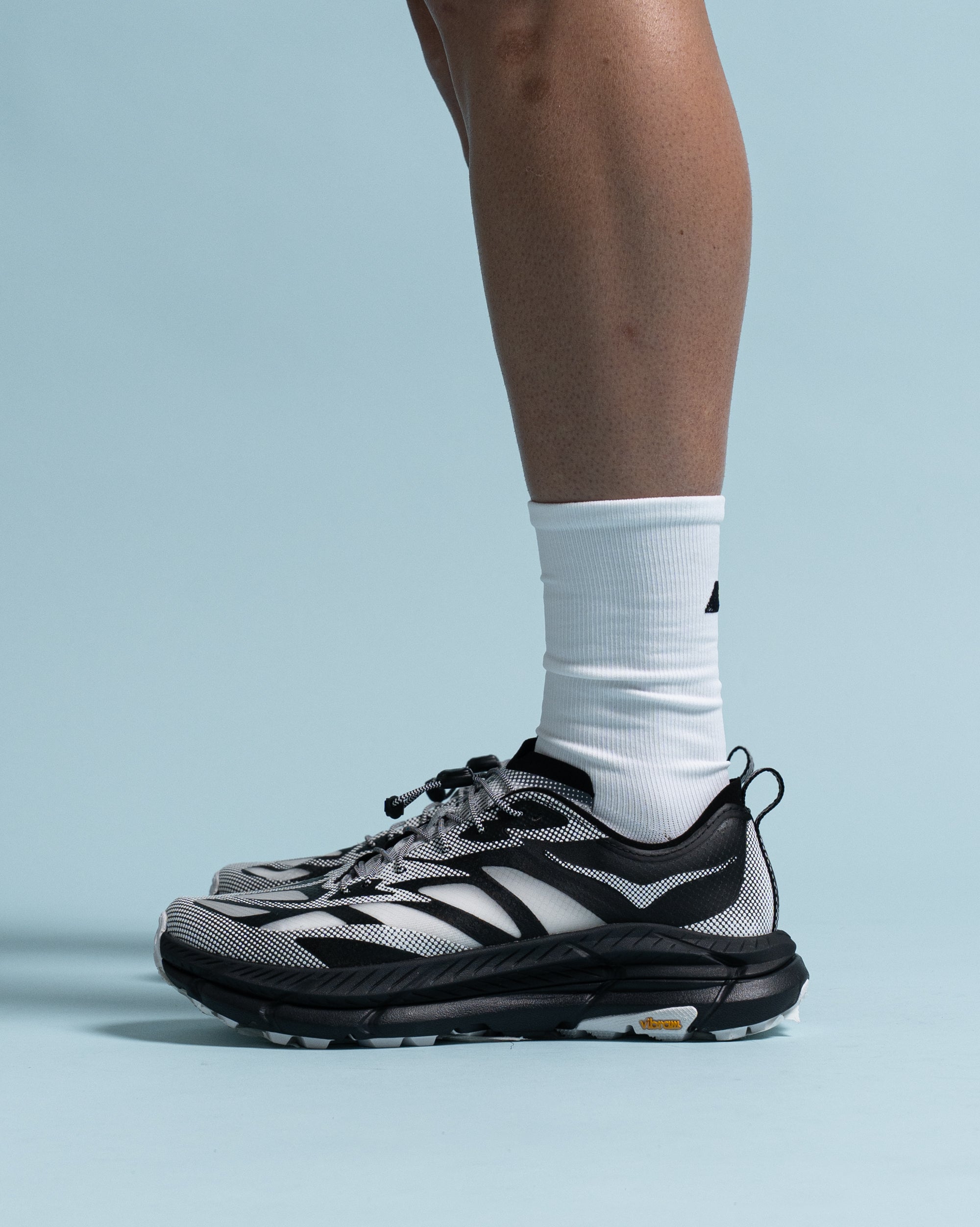 Ribbed Performance Socks White - Side View