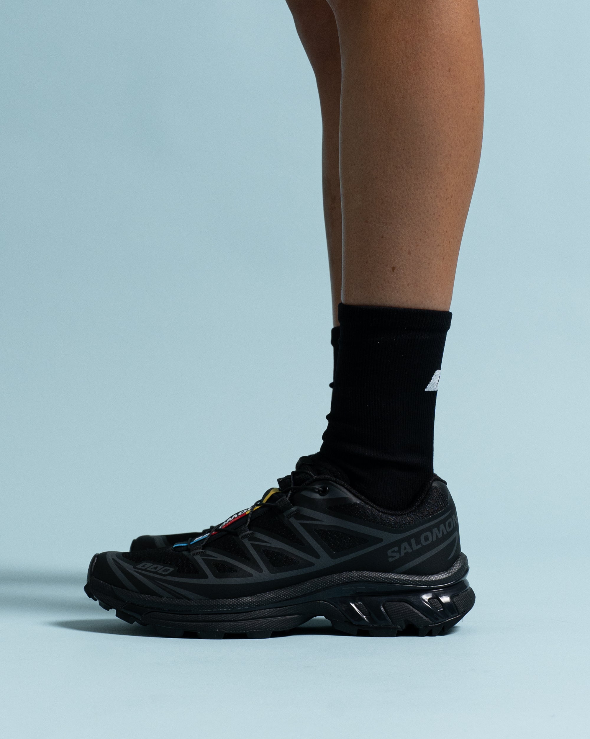 Ribbed Performance Socks Black - Side View