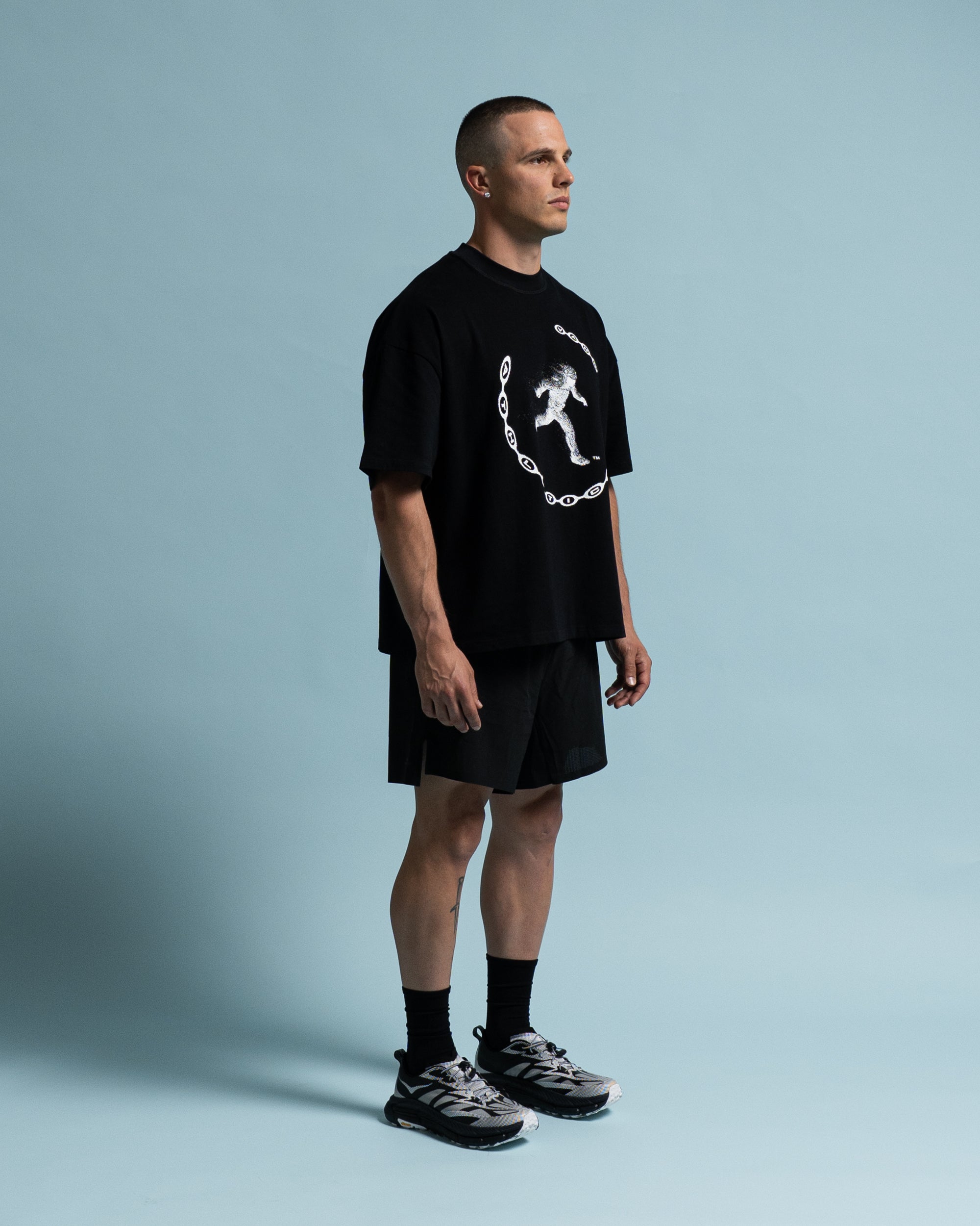 Black Motion Cropped T-Shirt - Front View