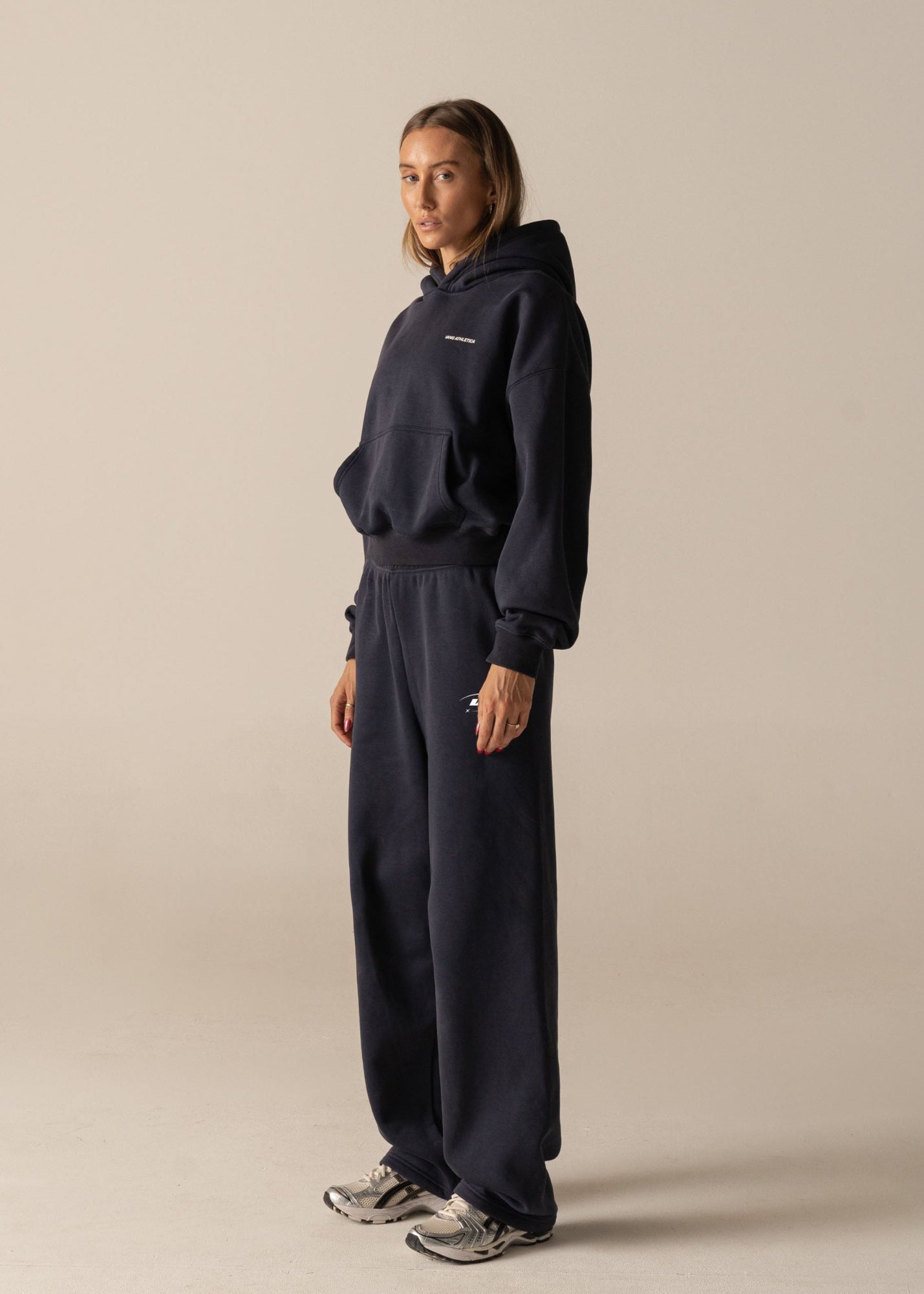 Washed Navy Star Training Hoodie - Side View