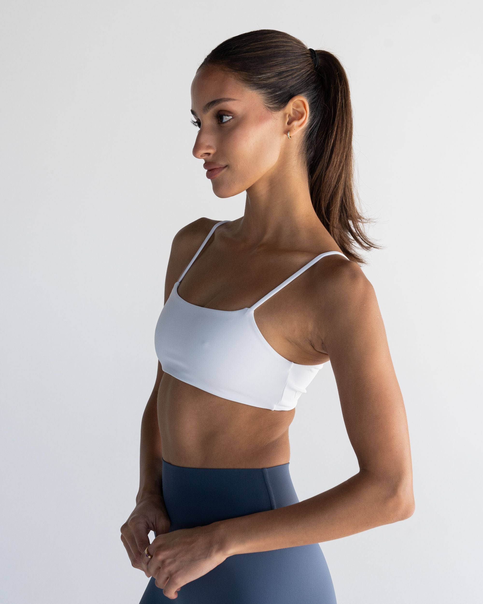 White Twist Crop - Side View