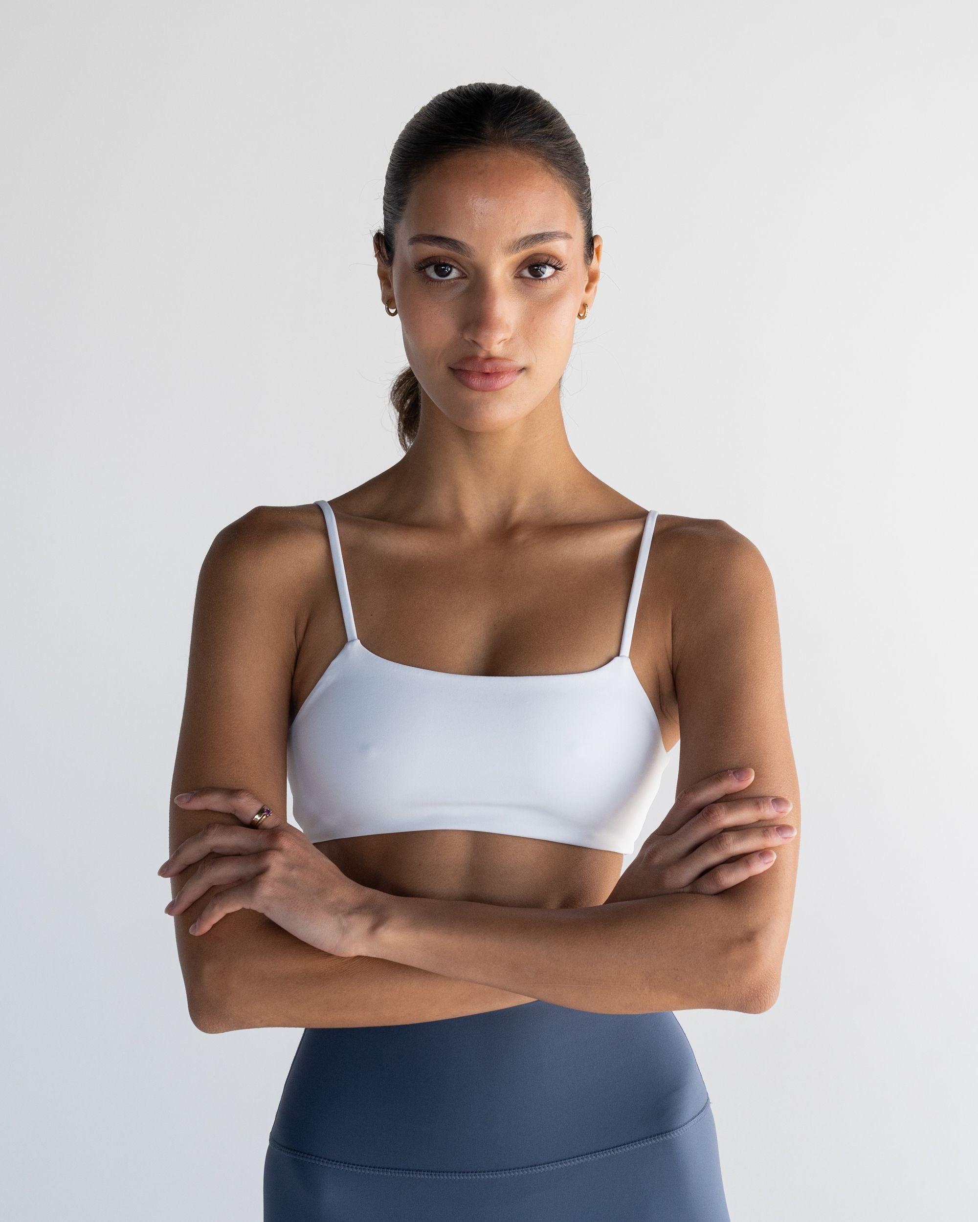 White Twist Crop - Front View