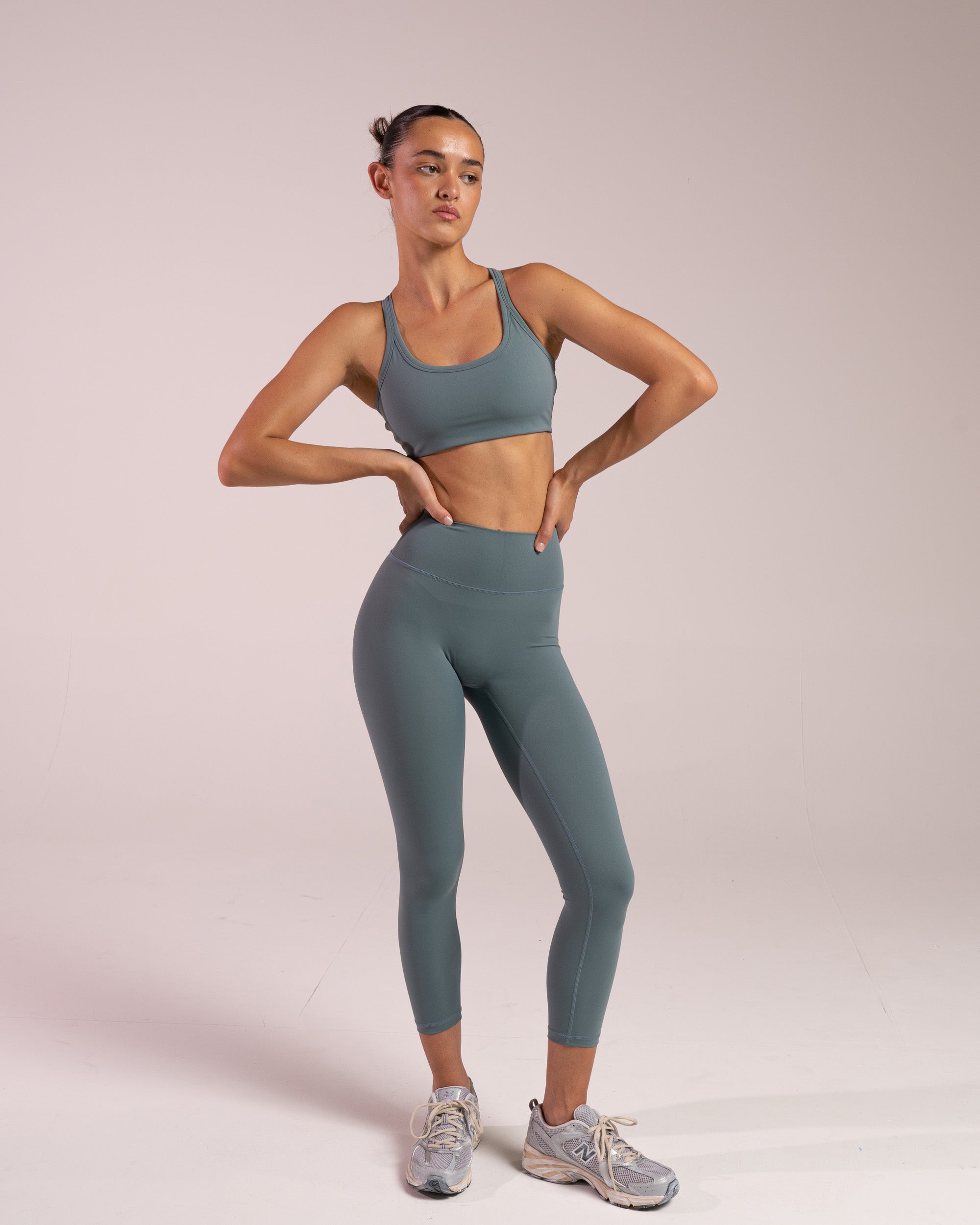 Moss Green 7/8 Leggings - Front View