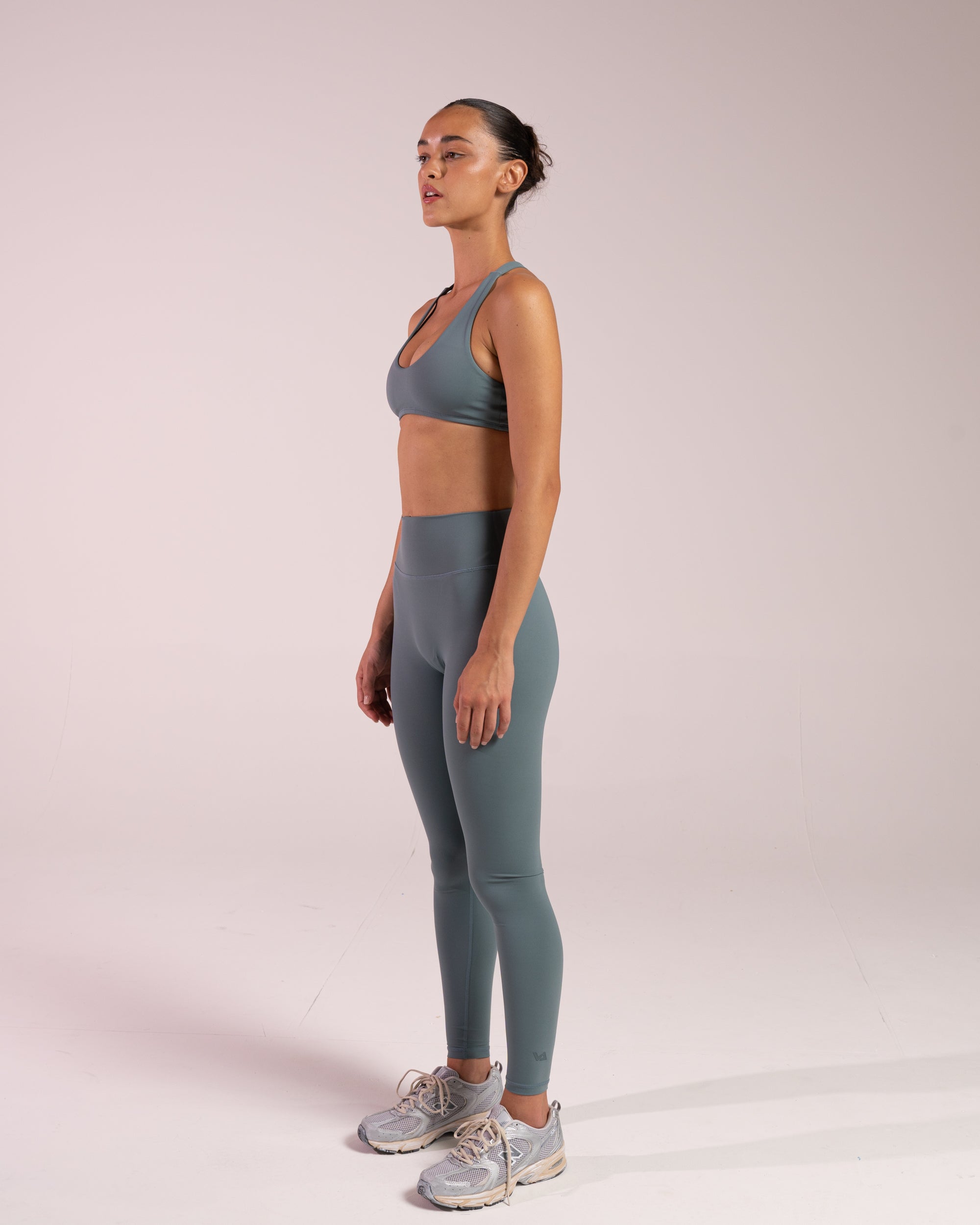 Moss Green Full Length Leggings - Side View