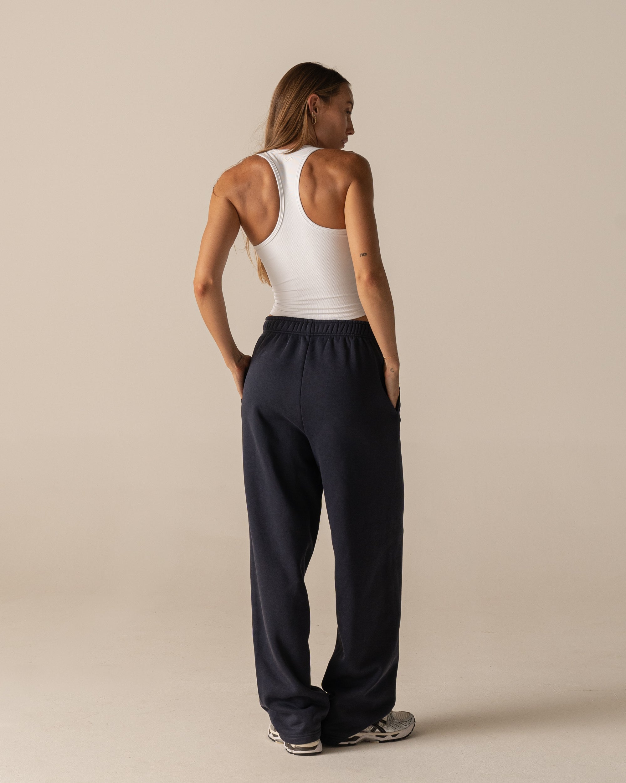 Washed Navy Star Training Straight Leg Sweatpants - Back View