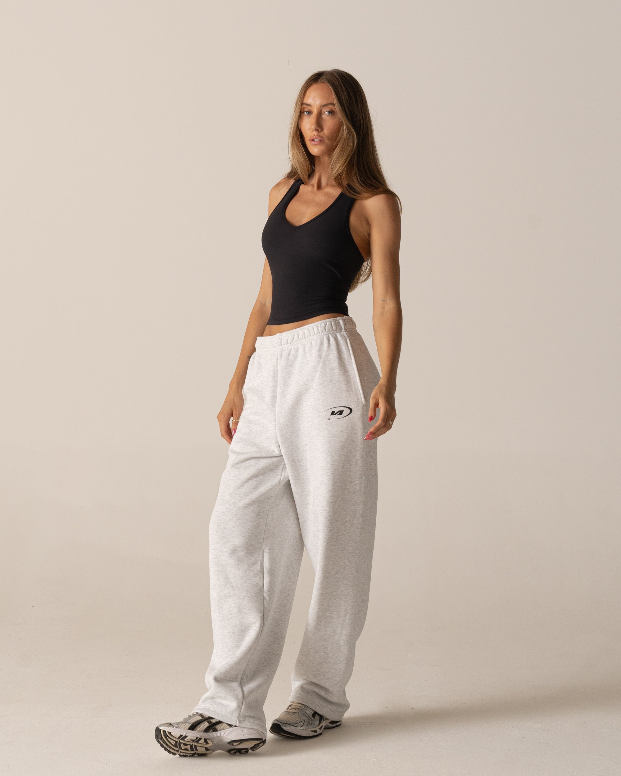 Marl Grey Star Training Straight Leg Sweatpants - Side View