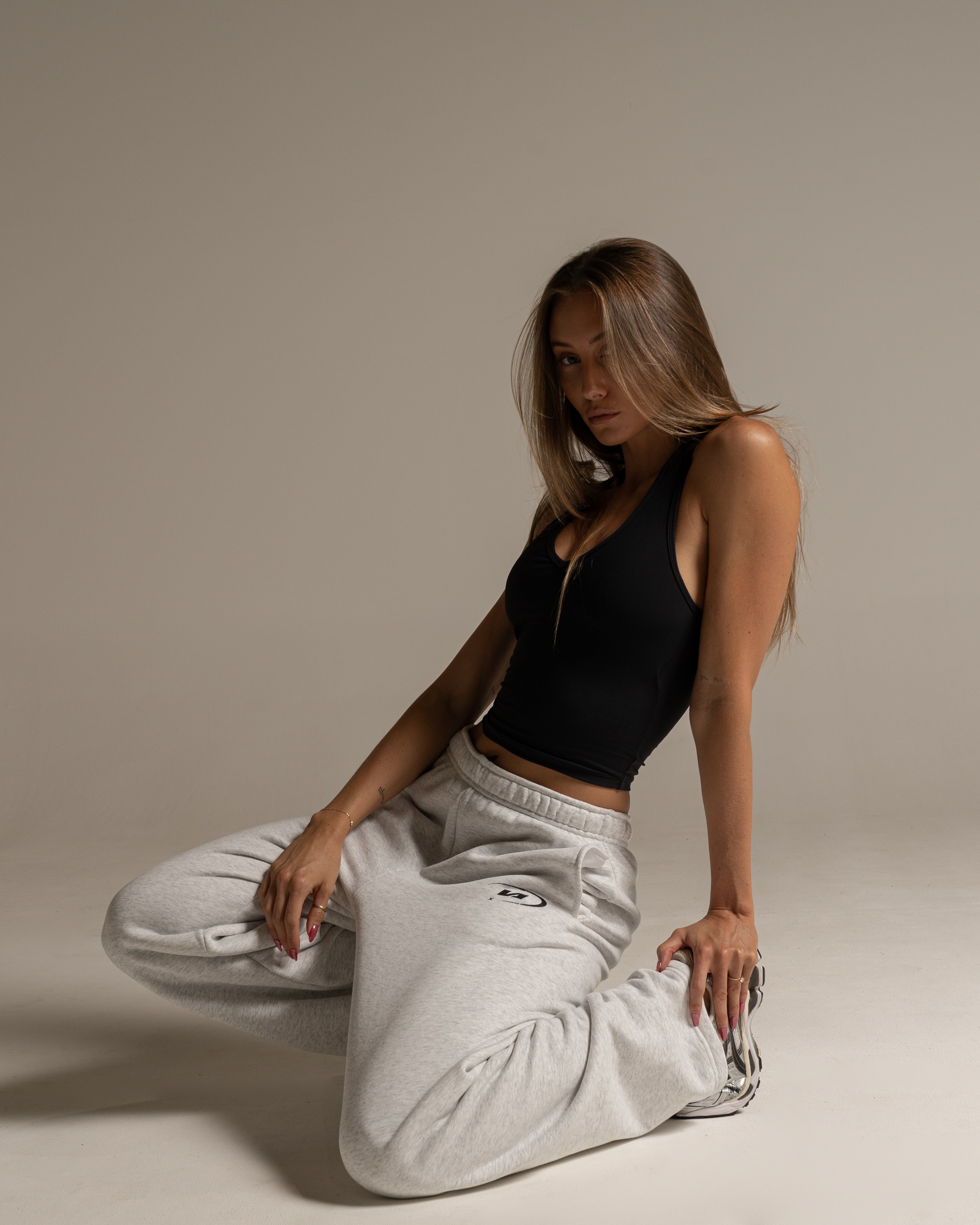 Marl Grey Star Training Straight Leg Sweatpants - Front View