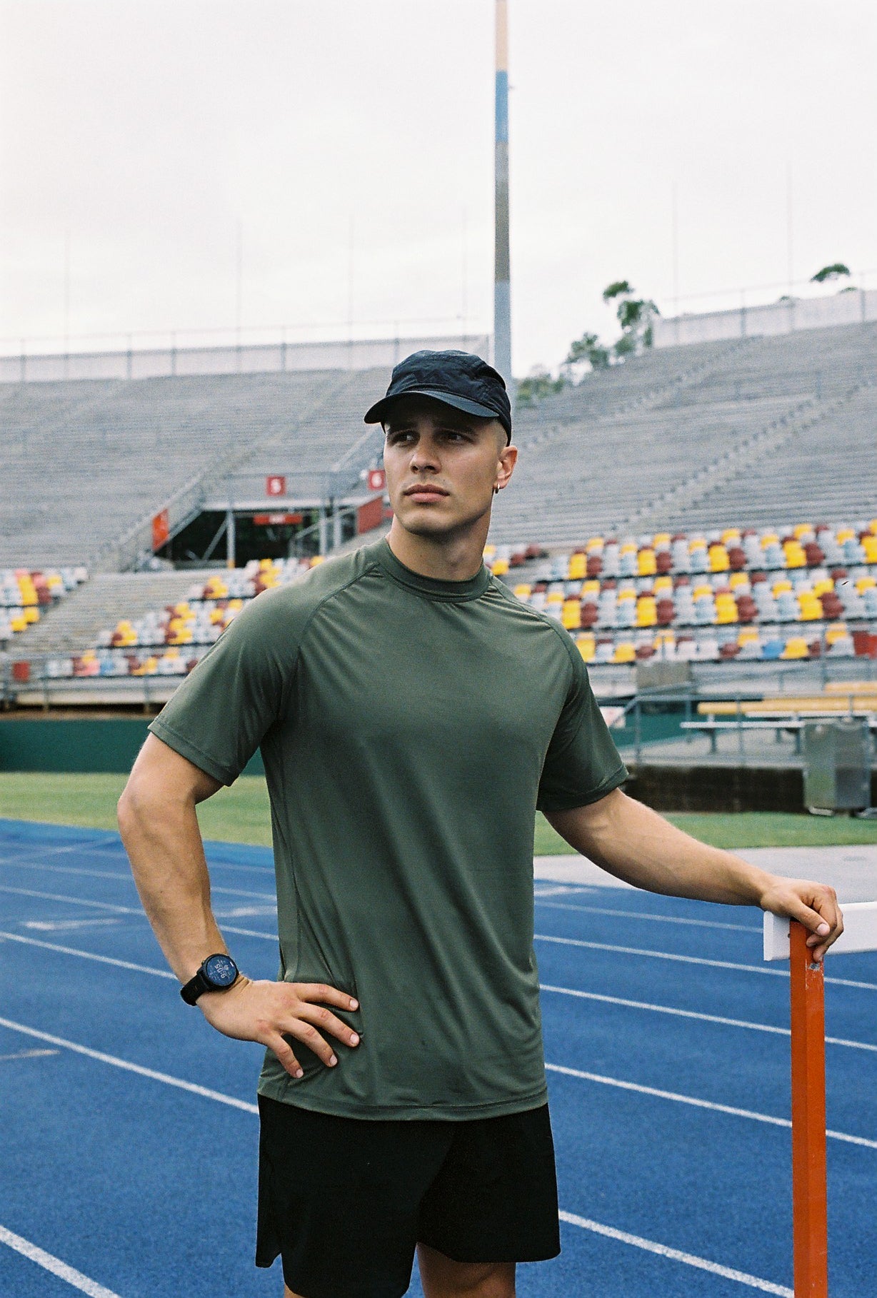 Olive Green Performance T-shirt - Front View