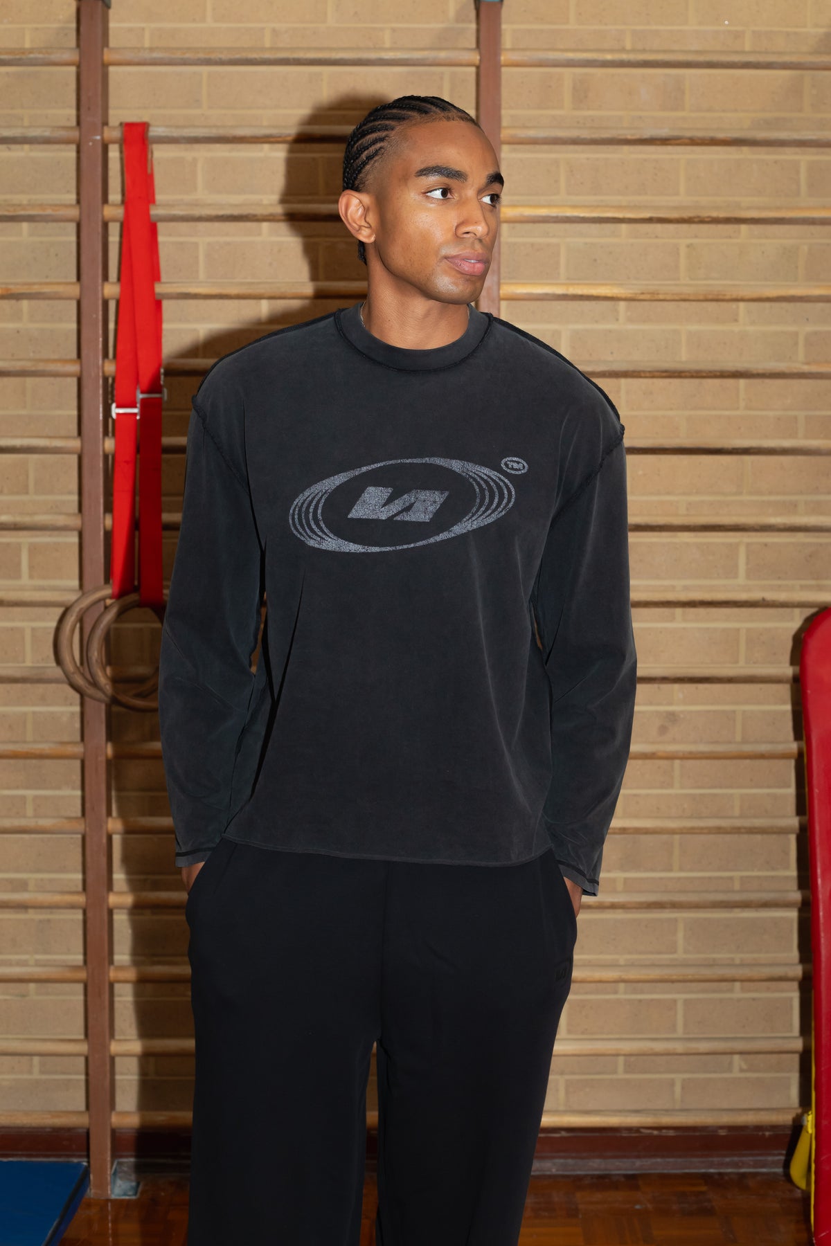 Faded Rings Long Sleeve - Washed Black