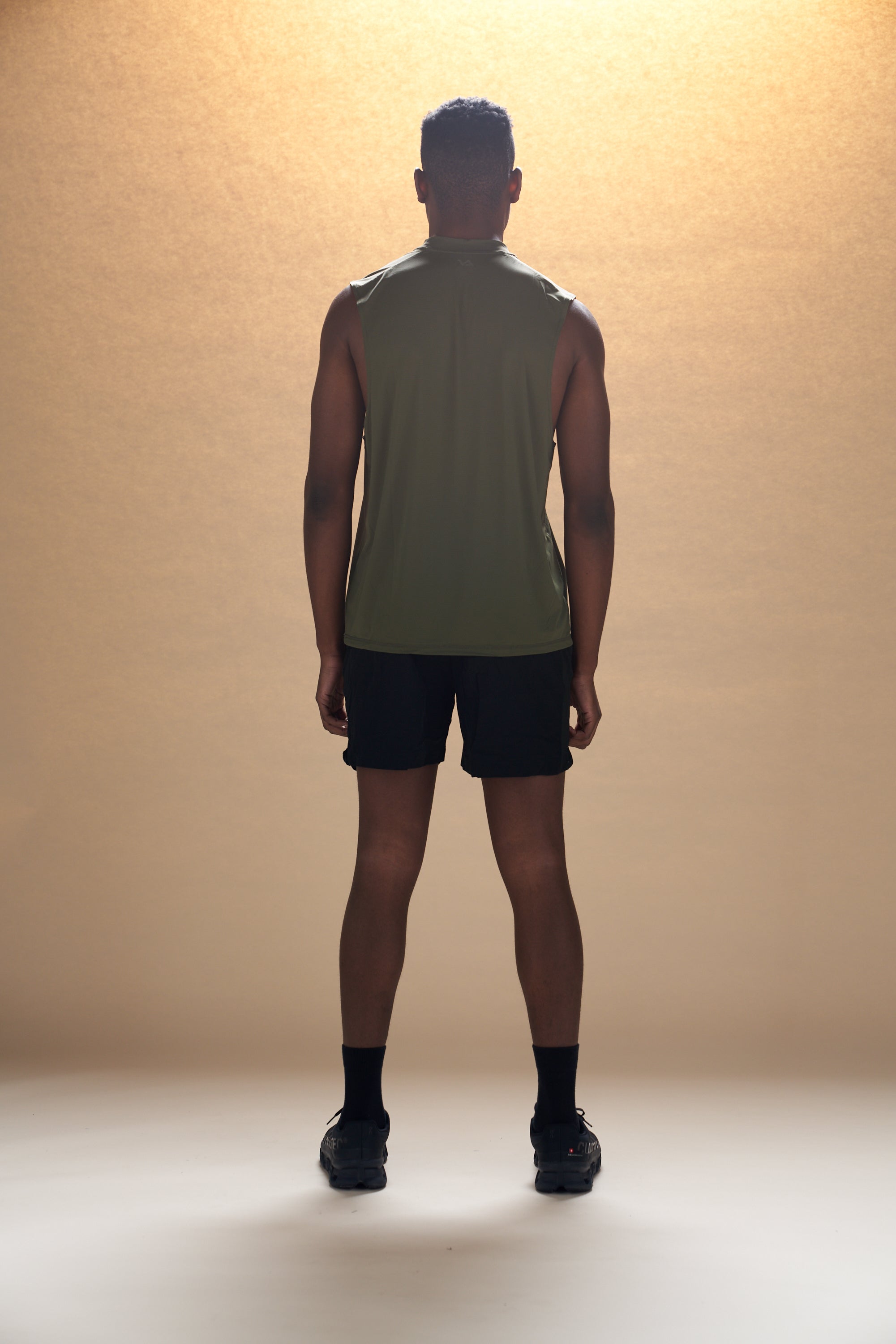 Olive Green Performance Muscle Tank - Back View