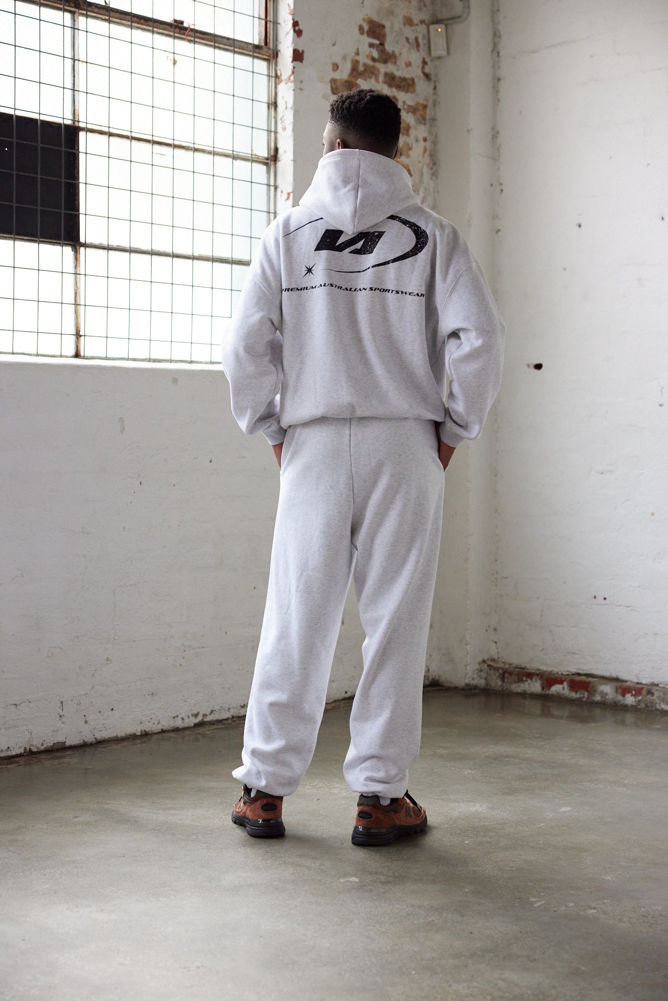 Marl Grey Star Training Zip-Up Hoodie -Back View