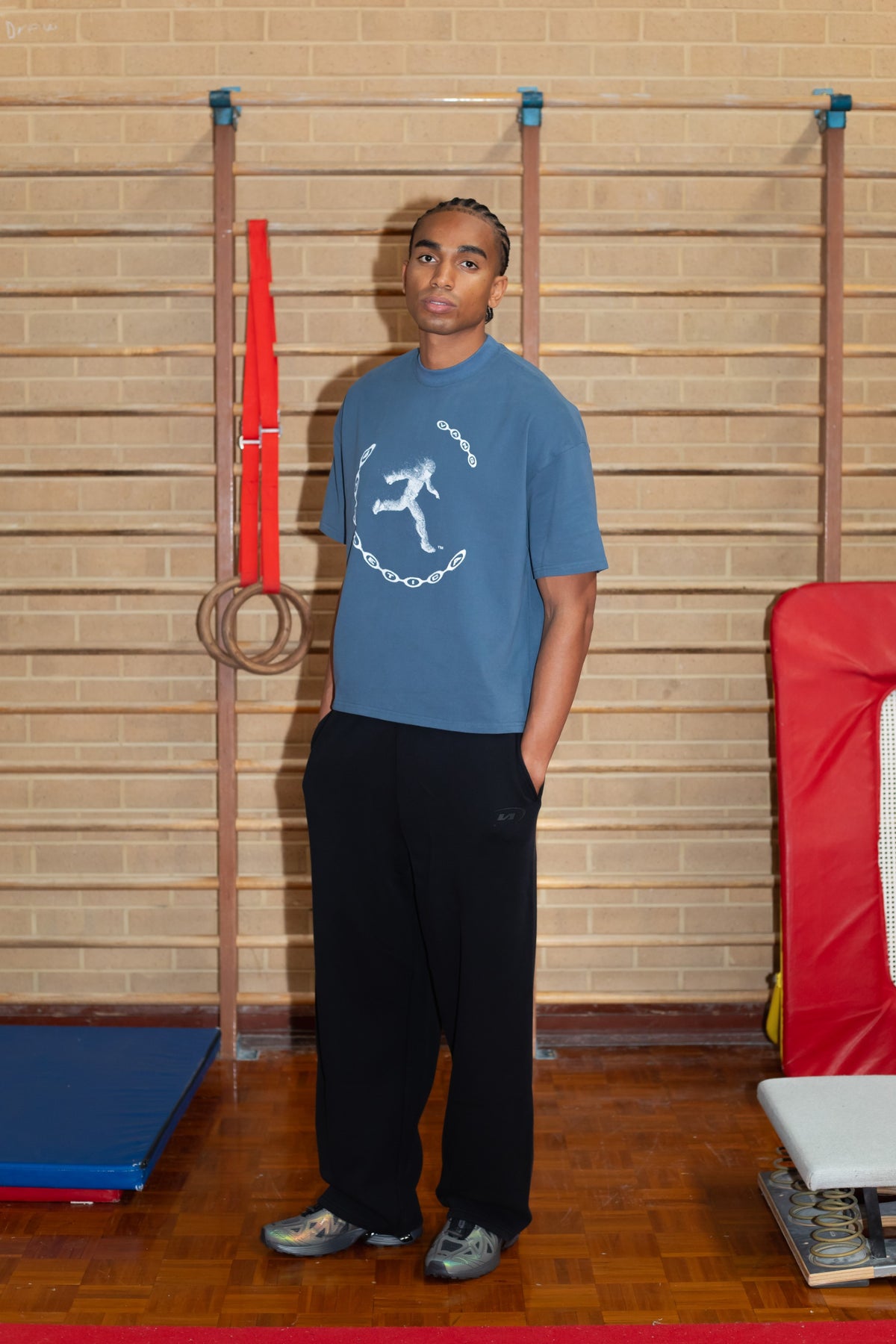 Navy Motion Cropped T-Shirt  - Side View