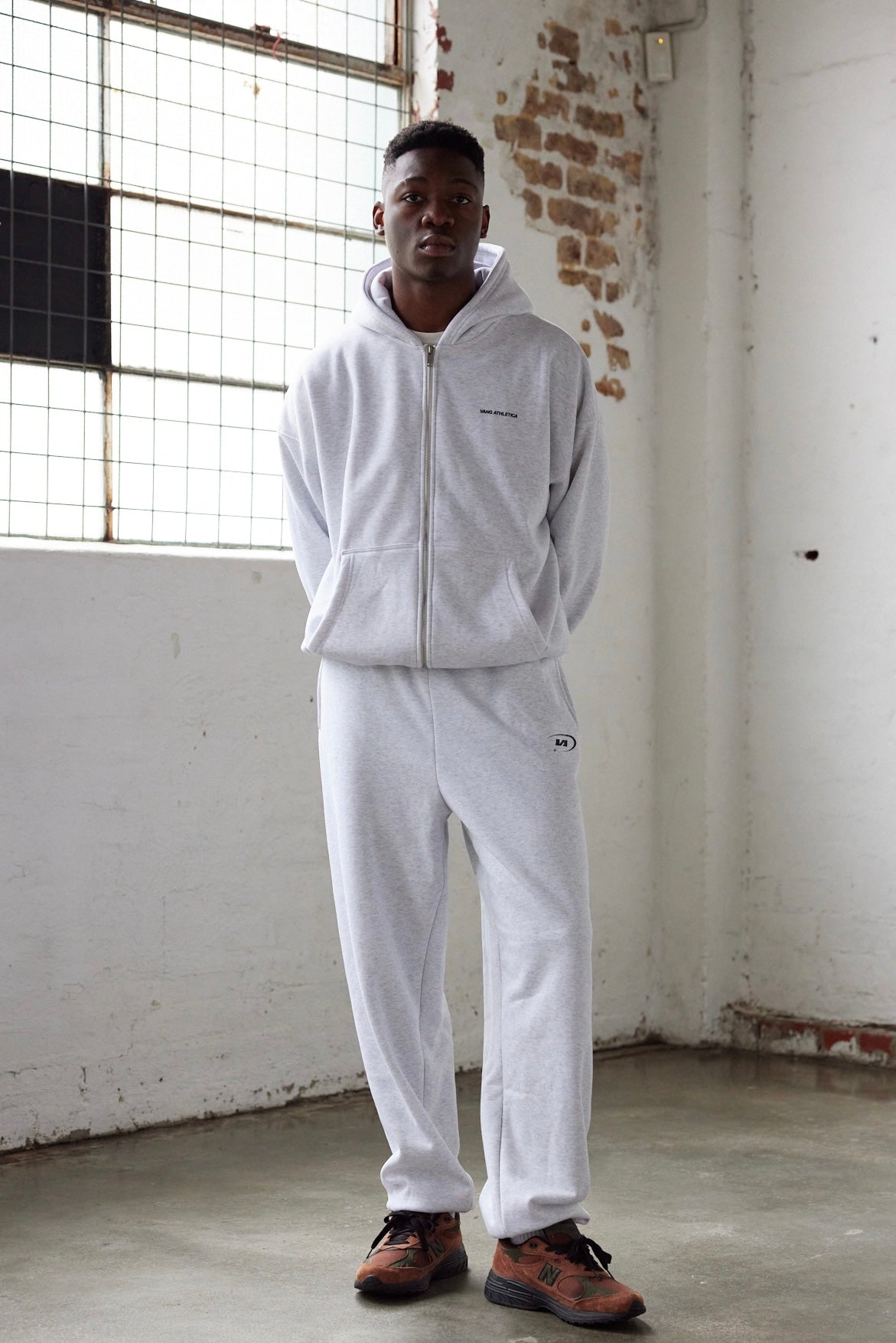 Marl Grey Star Training Zip-Up Hoodie - Front View
