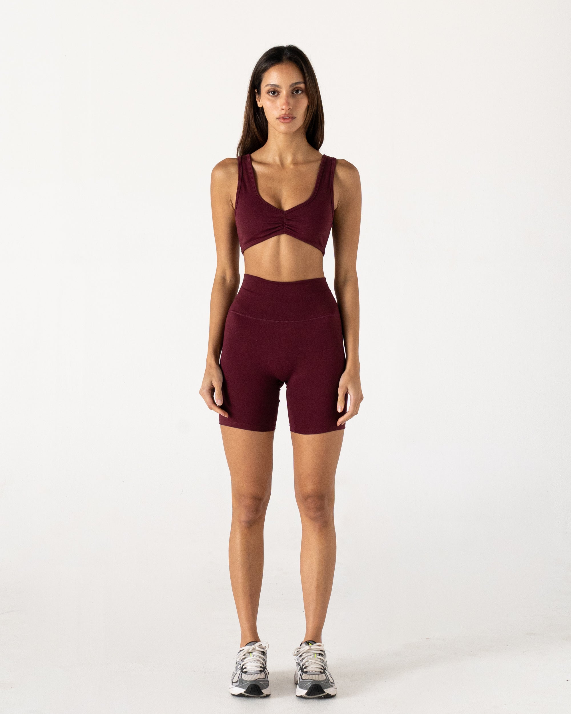 Burgundy Form Scrunch Crop - Front View