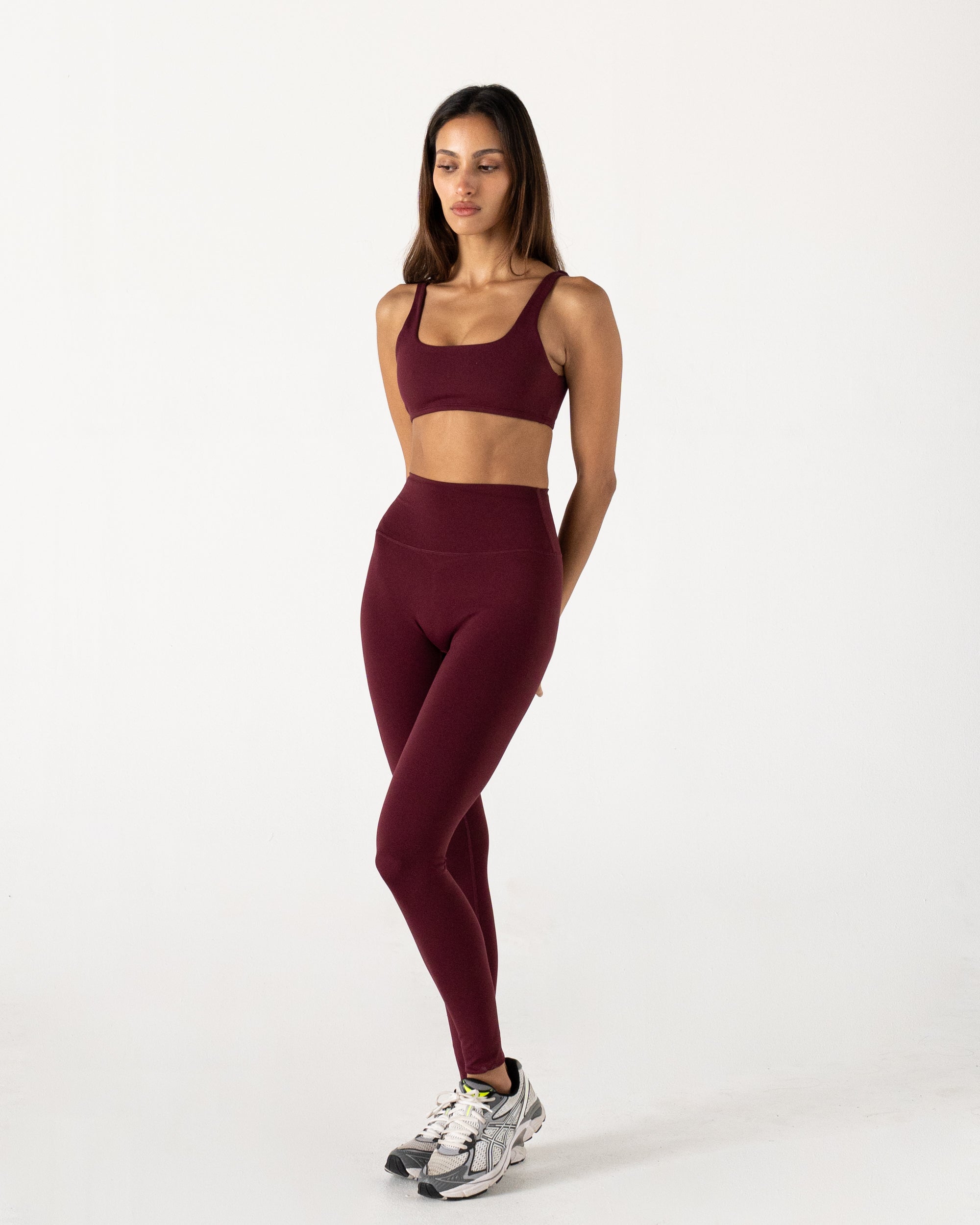 Burgundy Form Full Length Leggings - Side View