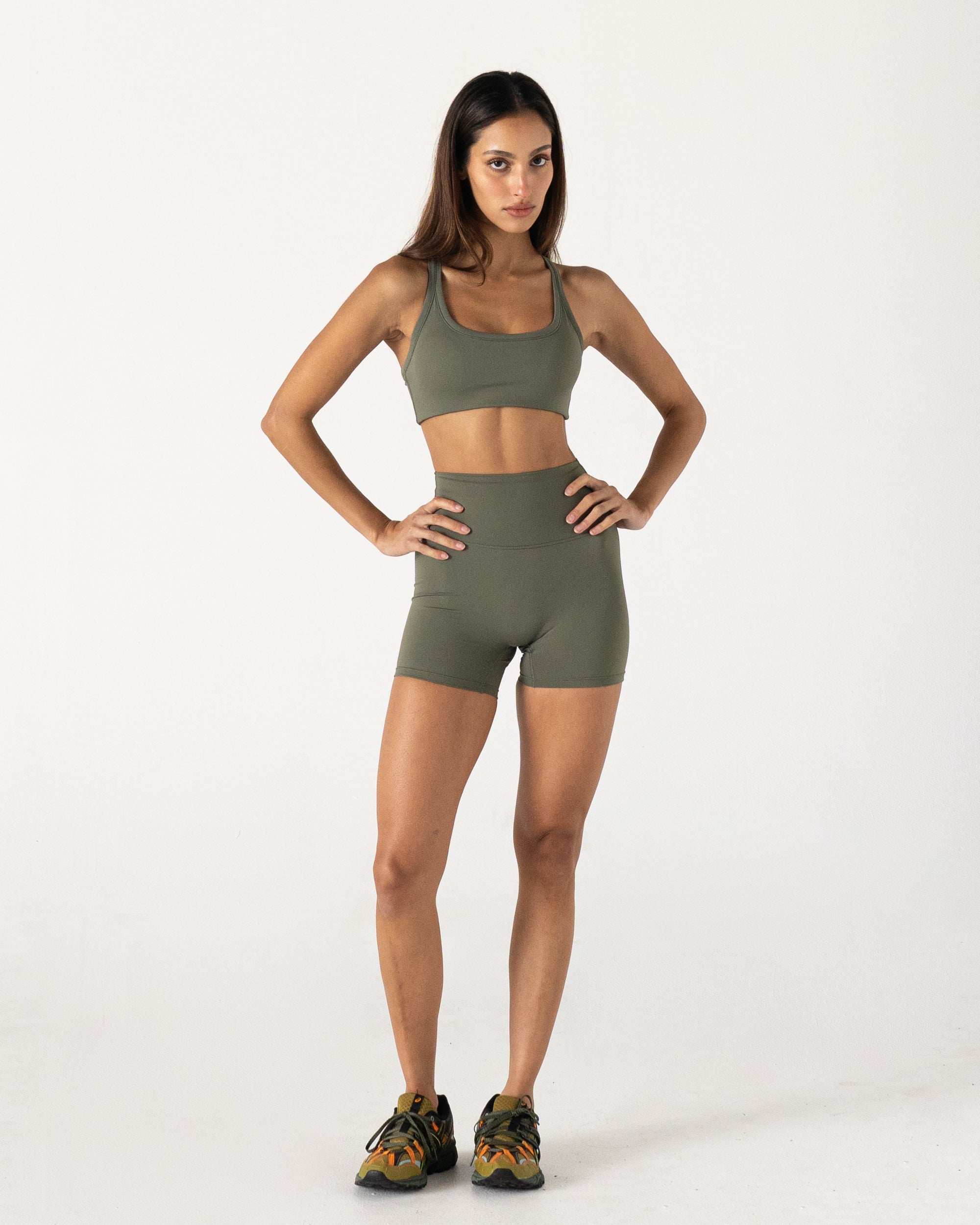 Olive  Racer Crop - Front View