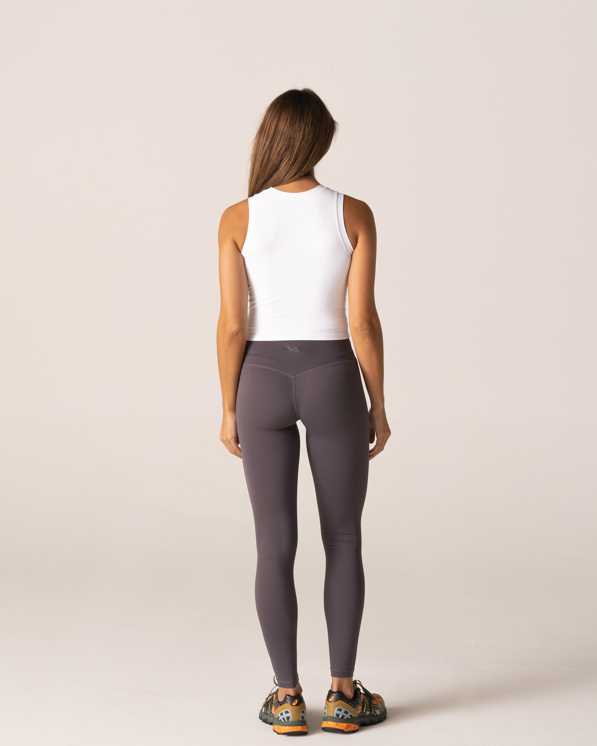 White Ribbed Fitted Tank - Back View