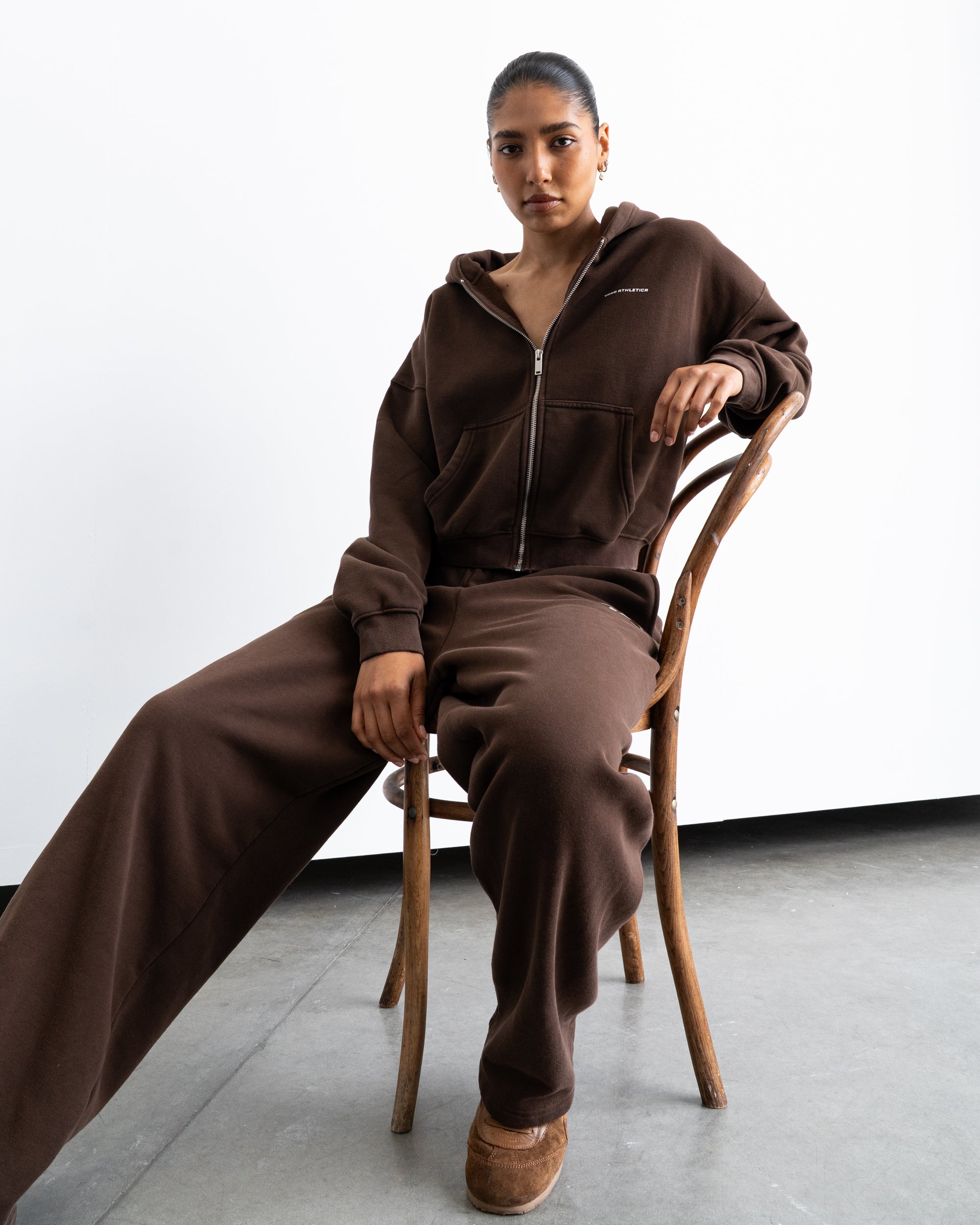 Vintage Brown Star Training Zip-Up Hoodie - Front View