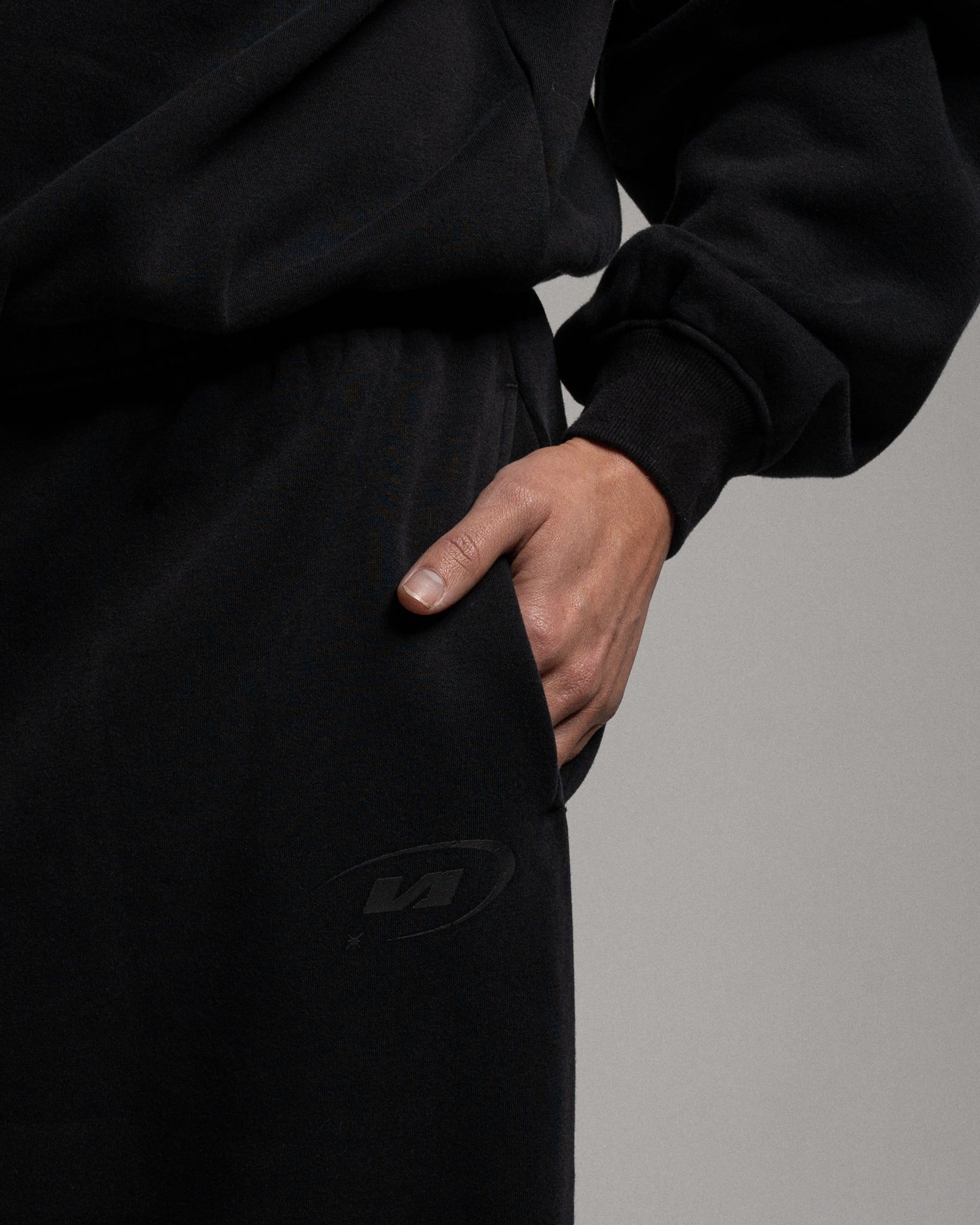 Shadow Black Star Training Cuffed Sweatpants - Front View