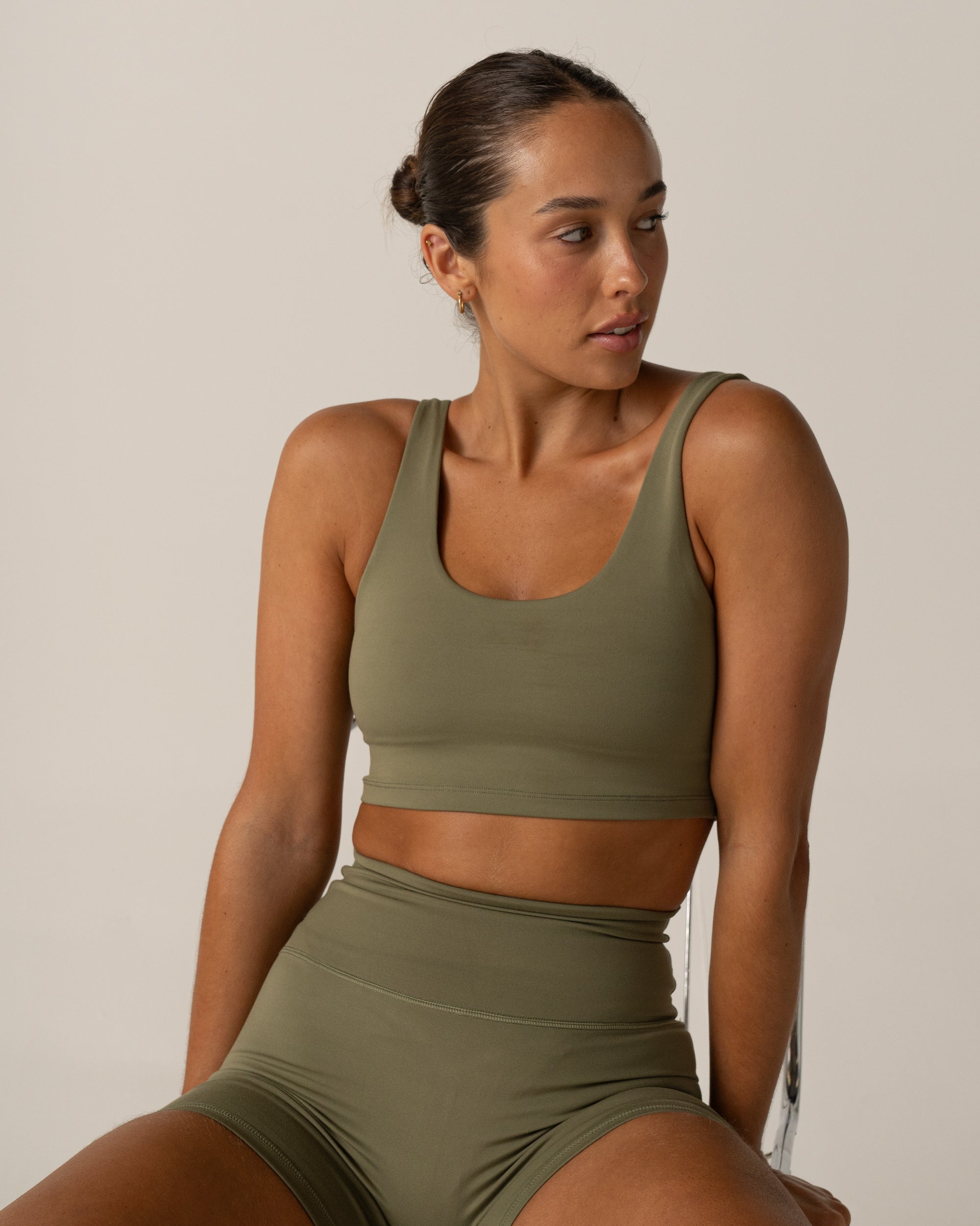 Sage Green Form Crop - Front View