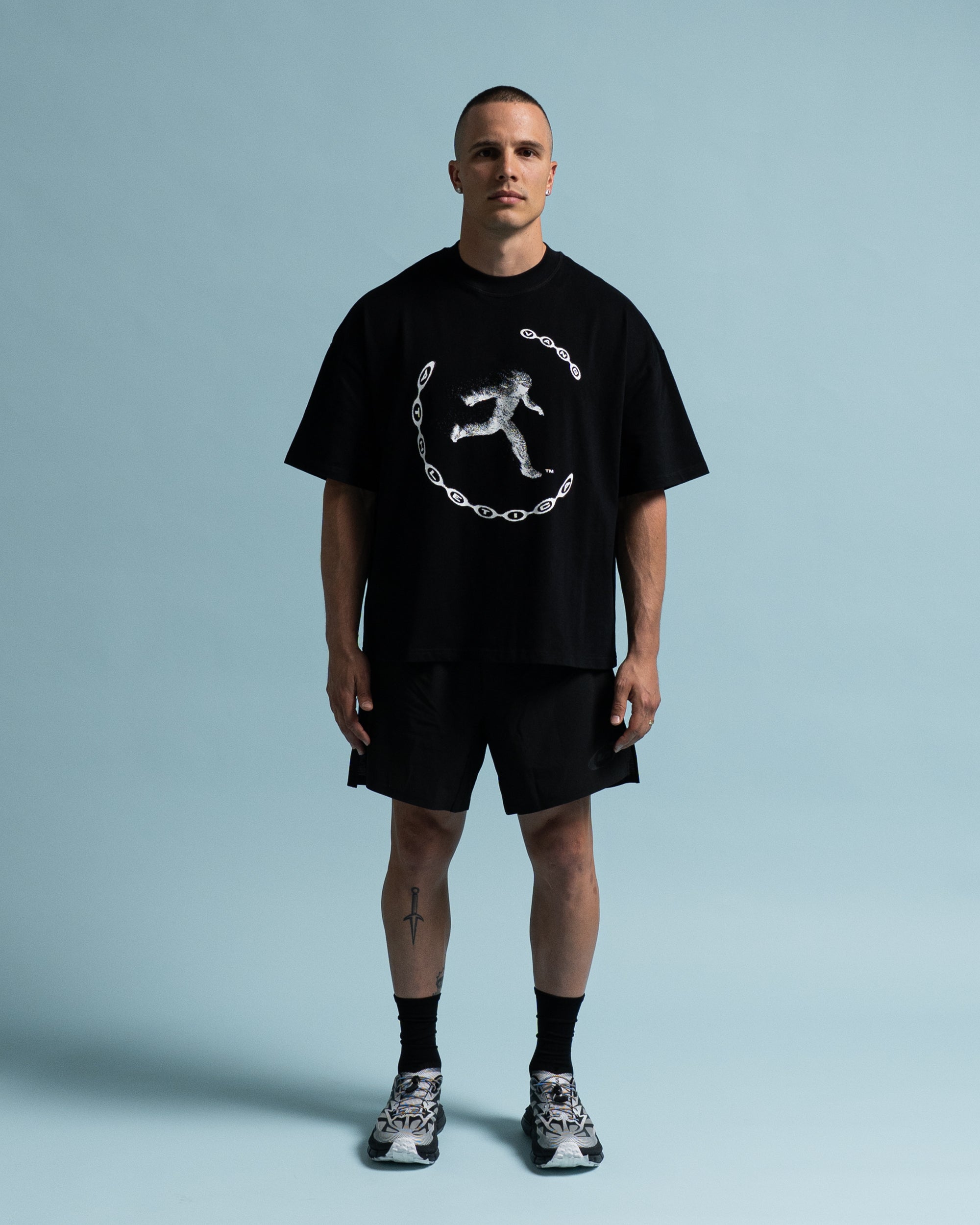 Black Motion Cropped T-Shirt  - Front View