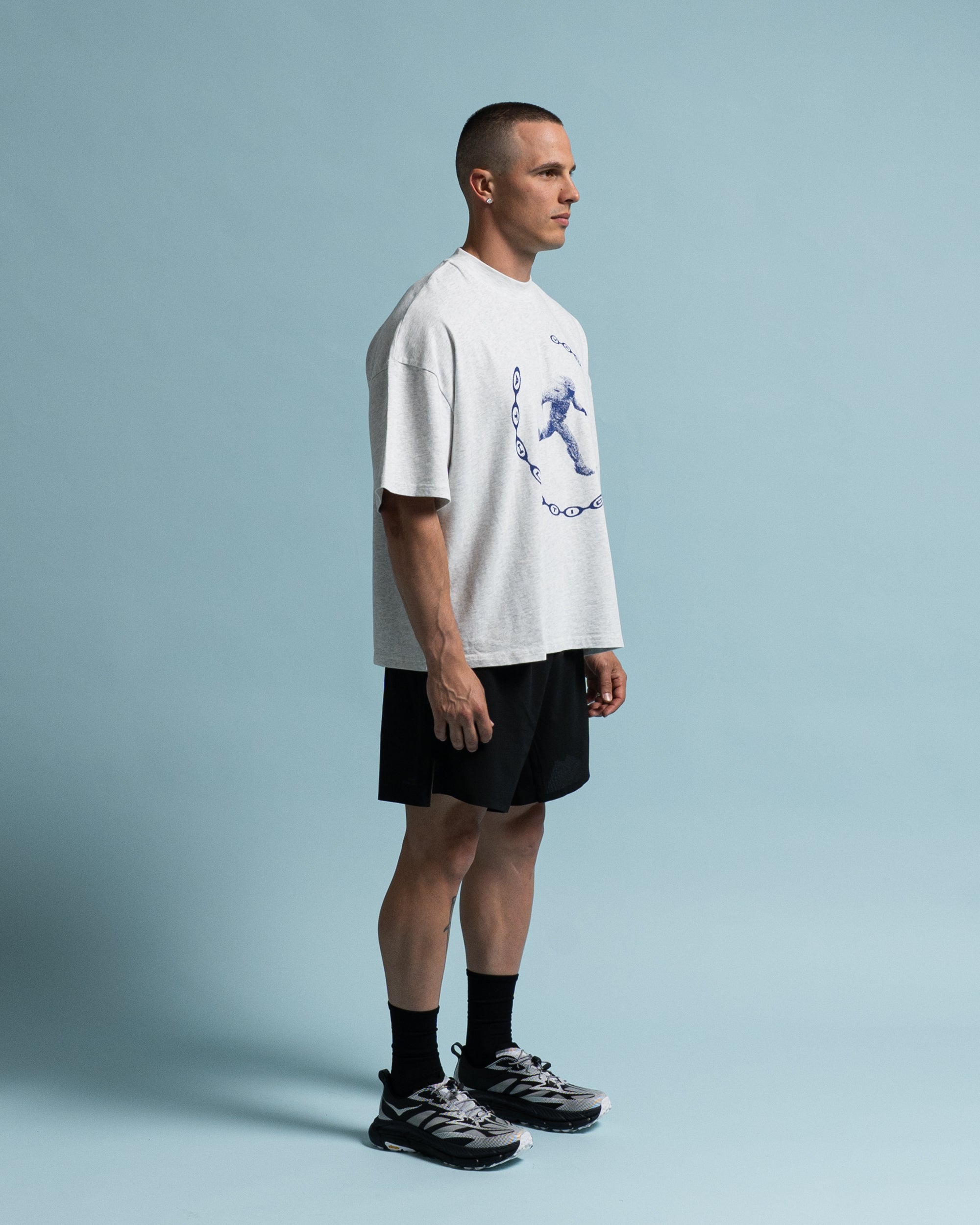 Heather Grey Motion Cropped T-Shirt  - Side View