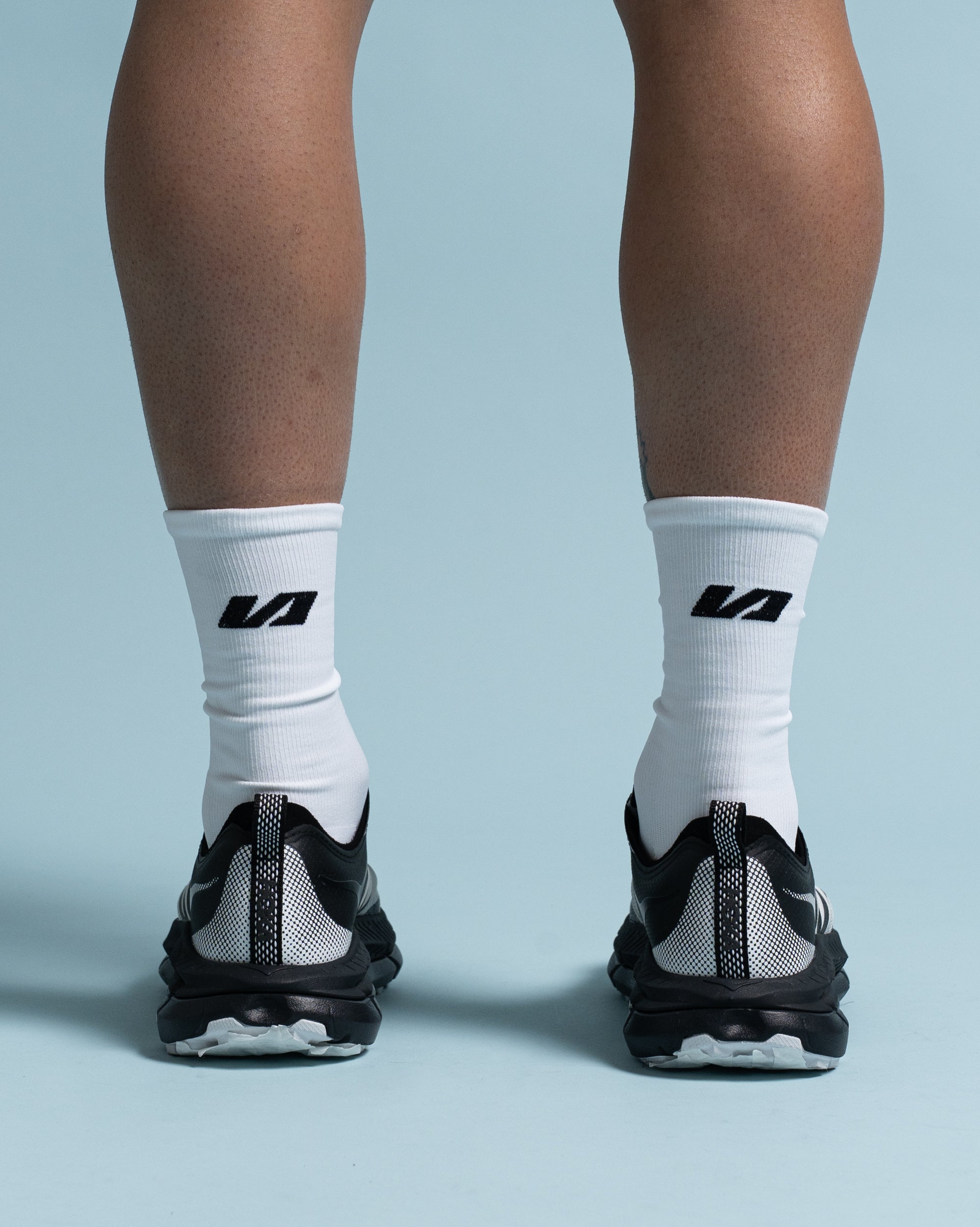 Ribbed Performance Socks White - Back View