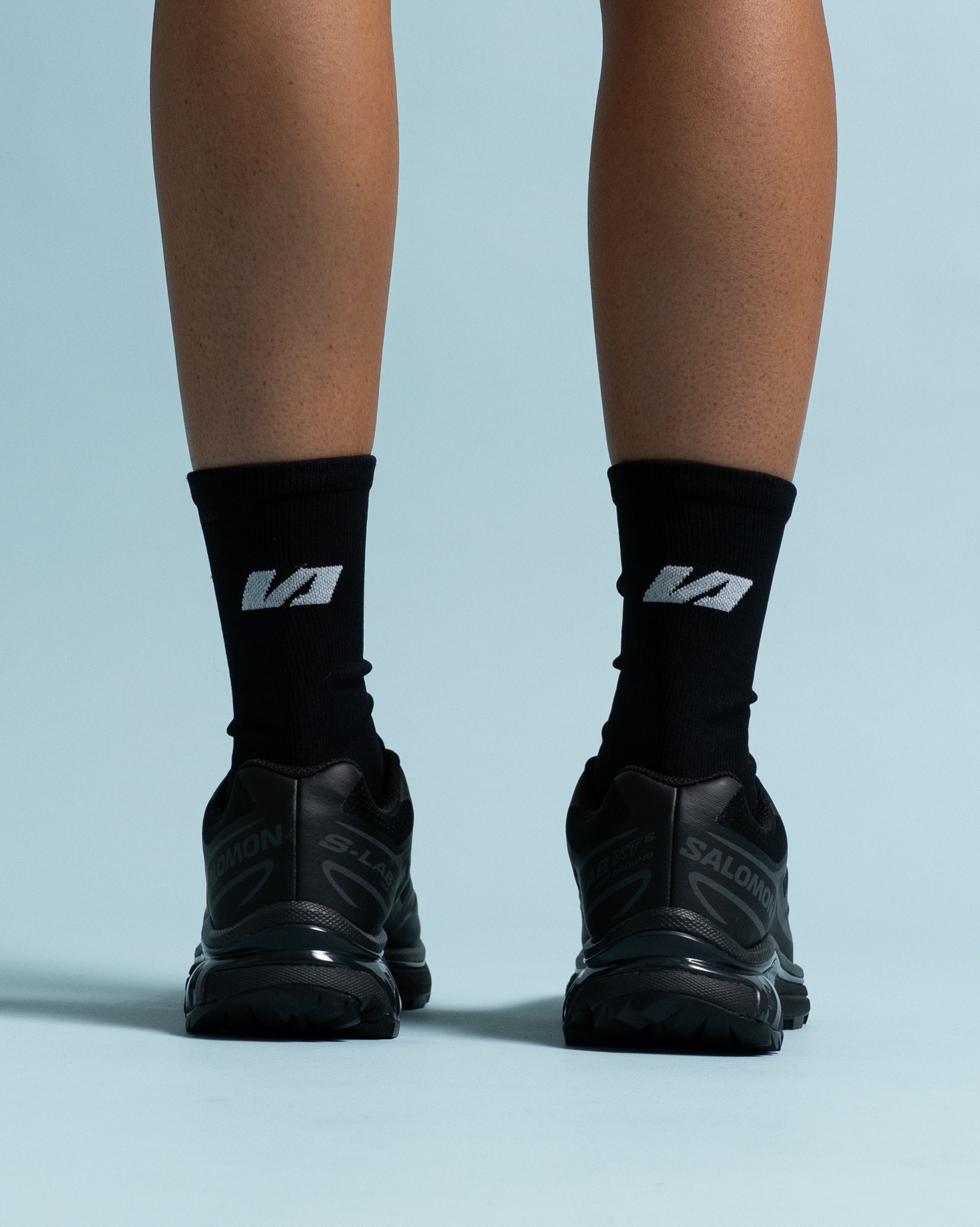 Ribbed Performance Socks Black - Back View