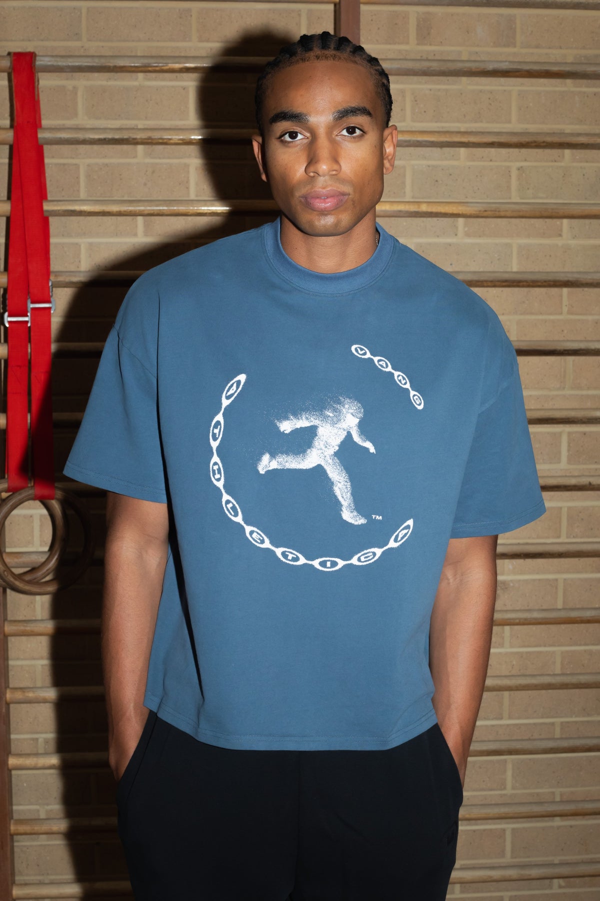 Navy Motion Cropped T-Shirt  - Front View