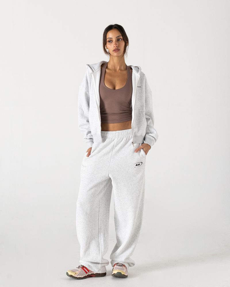 Marl Grey Straight Leg Sweatpants - Front View